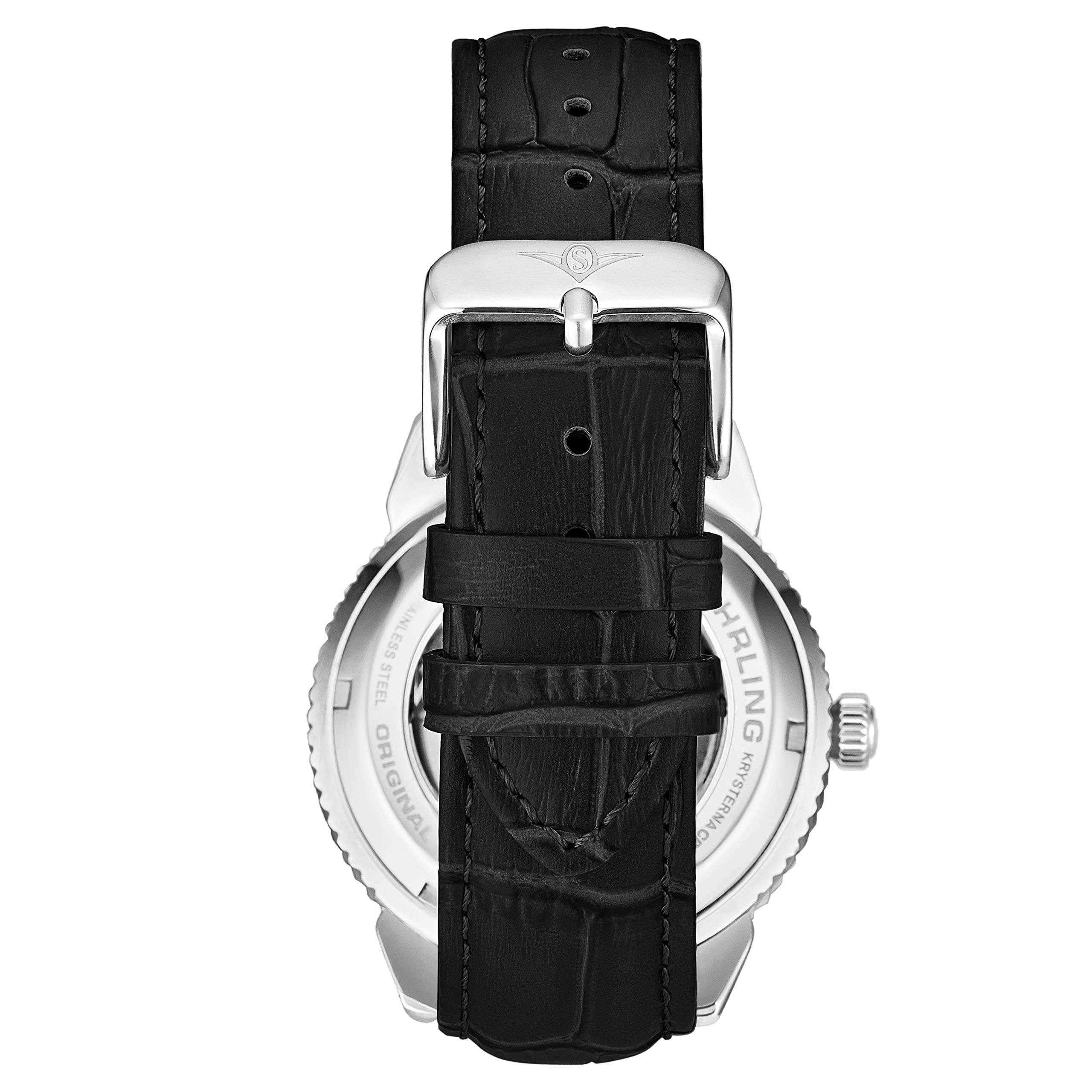 Stuhrling Original Mens Watch - Skeleton Watches for Men Automatic Self Winding Movement Dress Watch with Premium Black Leather Band Mechanical Watch for Men 2