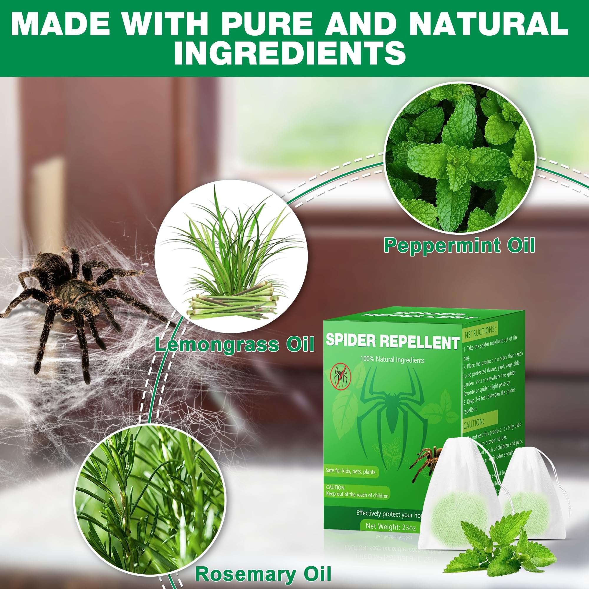 Peppermint Oil Spider Repellent - 24 Pack Spider Repellent Balls for House Garage to Get Rid of Spiders Outdoor Indoor, Deterrent for Roaches, Ants, Bugs, Spider, Keep Pest Out Safe for Humans & Pets 3