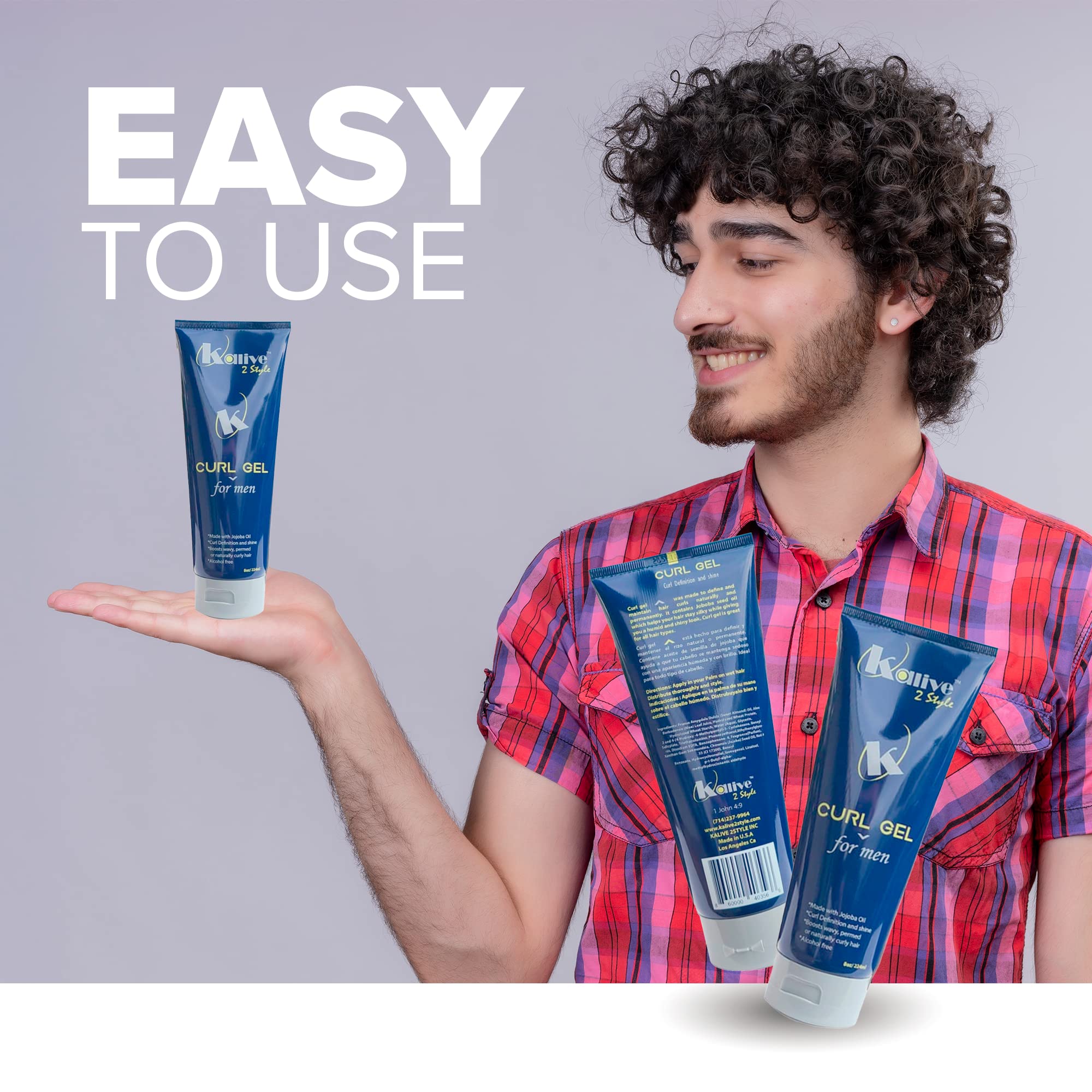 KALIVE Curl Gel for Men 8 oz. Hair Gel for Men, Quality in Mens Hair Products, Defines Curls, Reduces Frizz, Enhances Natural Waves, Curls or Perms. 4