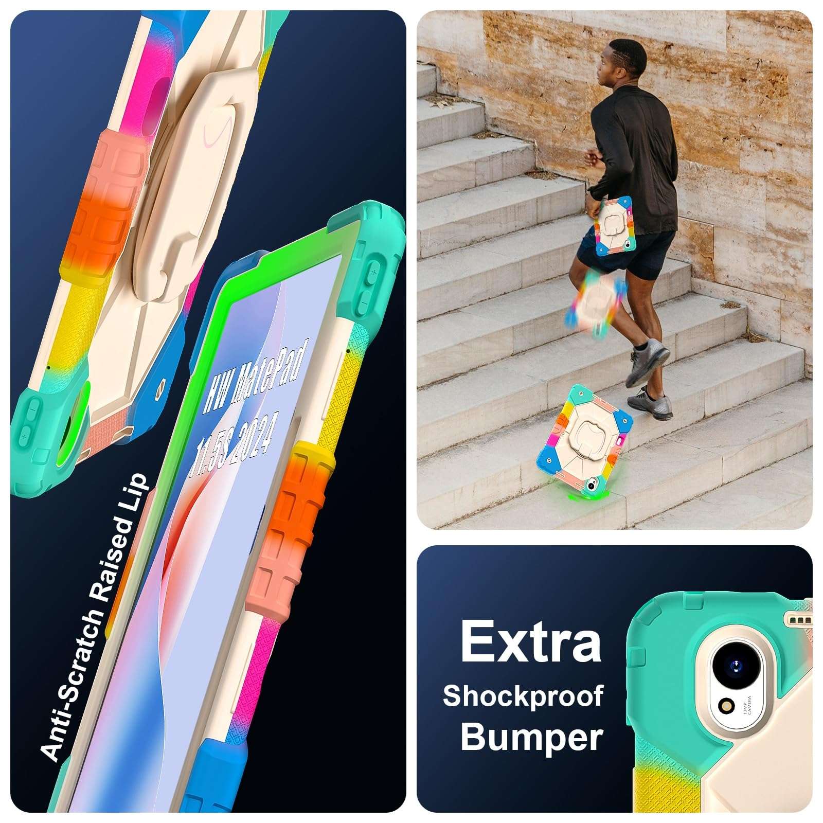 Tablet Travel Case Compatible with Huawei MatePad 11.5S 11.5 Inch 2024 Heavy Duty Shockproof Rugged Protective Case Kids Friendly 11.5 Inch with Shoulder Strap Support Huawe 4