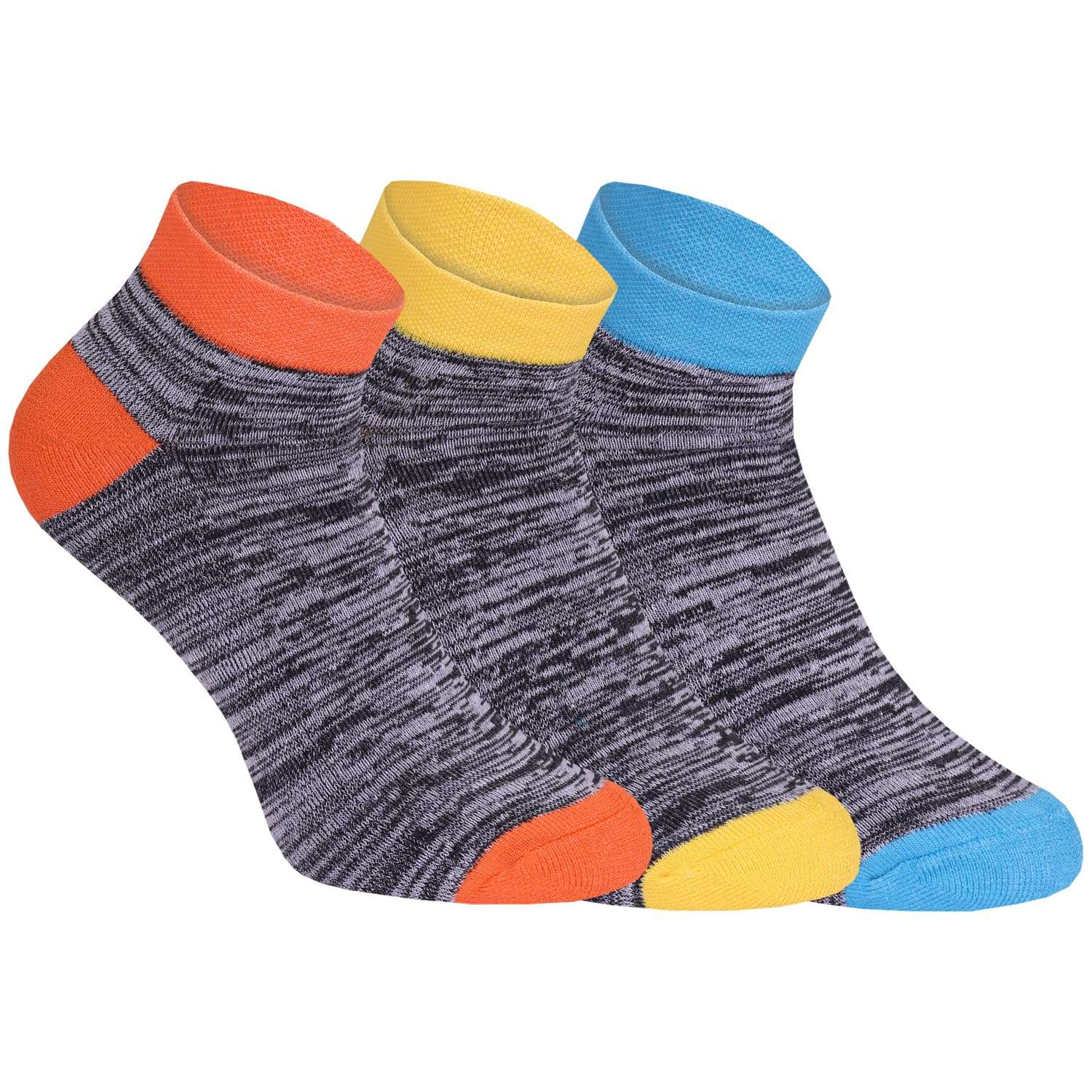 USOXO Men's Plain Ankle Length Socks I 100% Combed Cotton I Odour-Free & Breathable and Lightweight I Free Size Comfortable Sock I Ideal for Sports Gym Casual Wear & Running I Multicolor - Pack Of 3 1