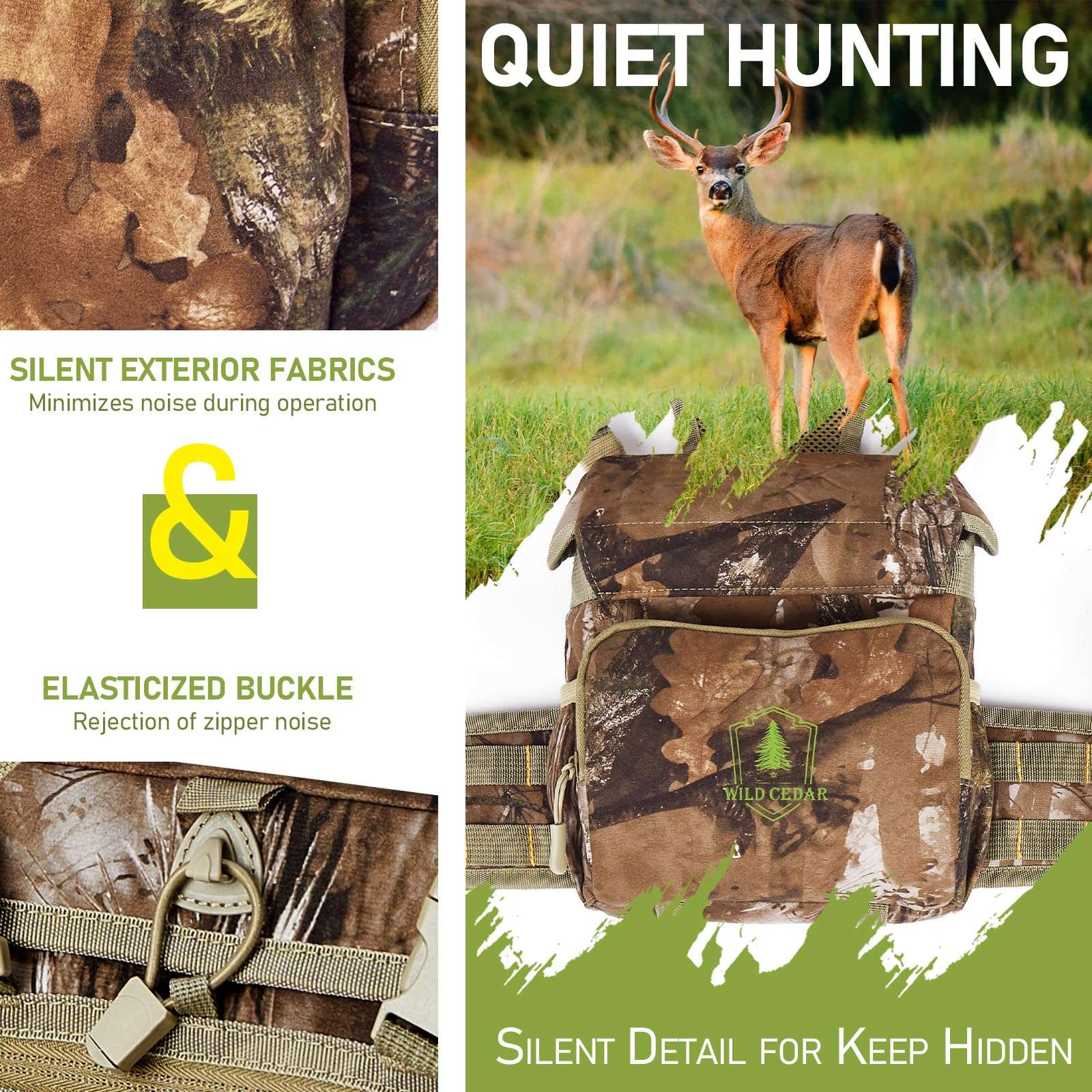 Wild Cedar Binocular Harness Chest Pack with Rangefinder Pouch, Bino Harness with Rain Cover for Bird Watching, Hunting, Hiking 5