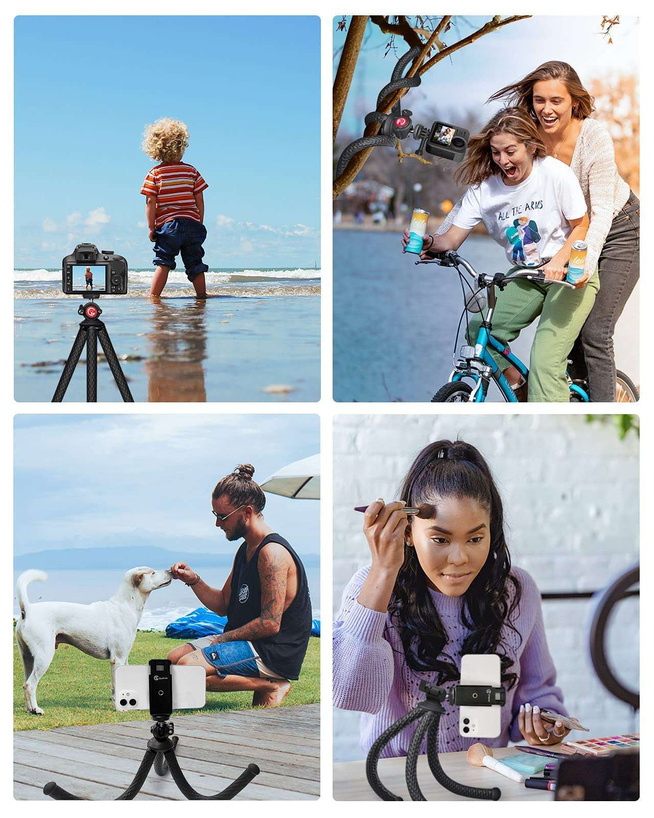 GooFoto Phone Tripod, Flexible Tripod for iPhone, Android Cell Phone and Camera, Bendable Mini Portable Holder for Video Recording/Vlogging/Selfie Black+Red 6