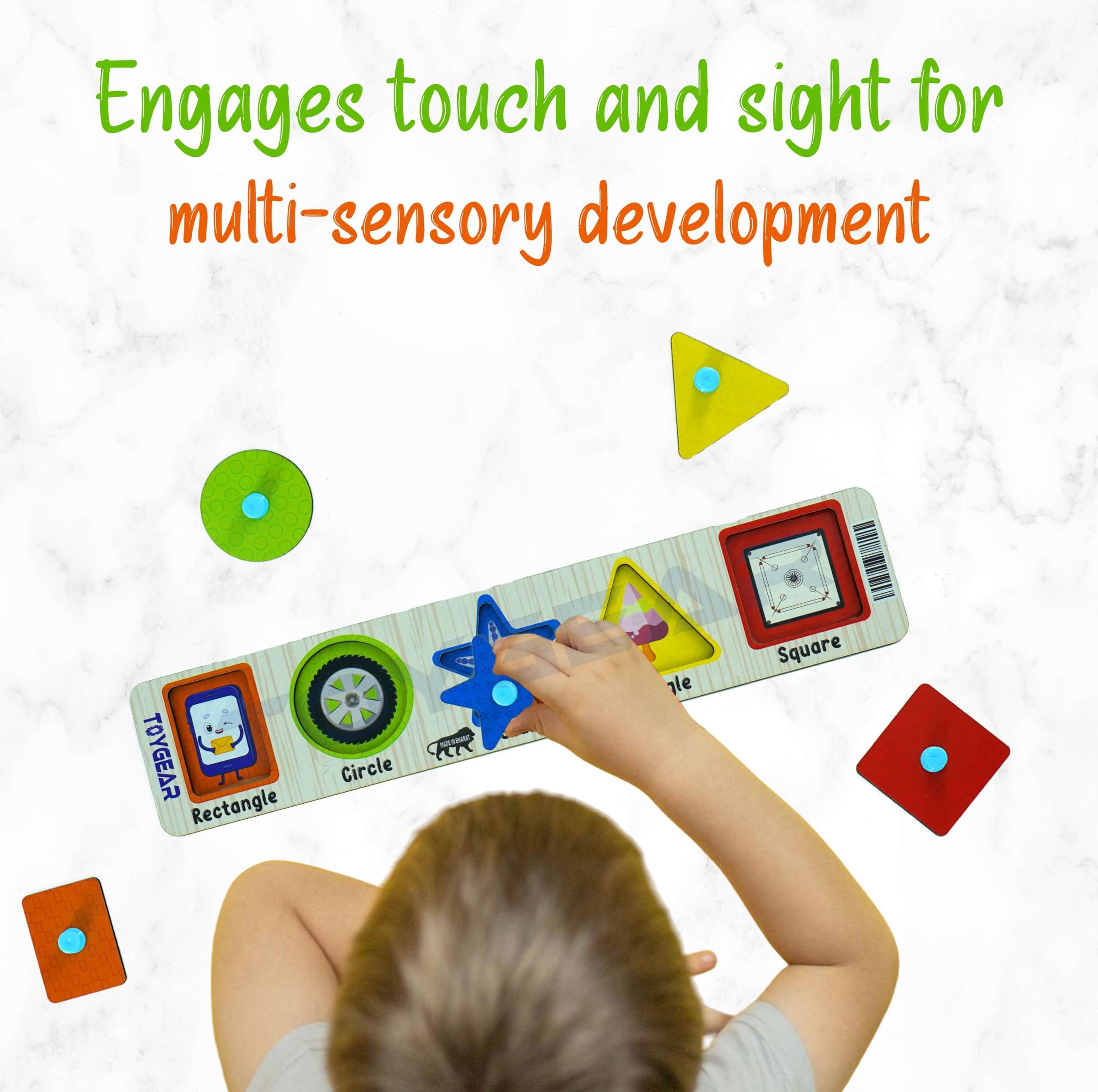 Toygear Geometric Shapes Toys Wooden Learning Toys Puzzle for Brain Training/jorky Cutting Puzzle for Home/School/Non-Toxic/Education Memory Games for Baby Boy and Girl, Eco Friendly 4