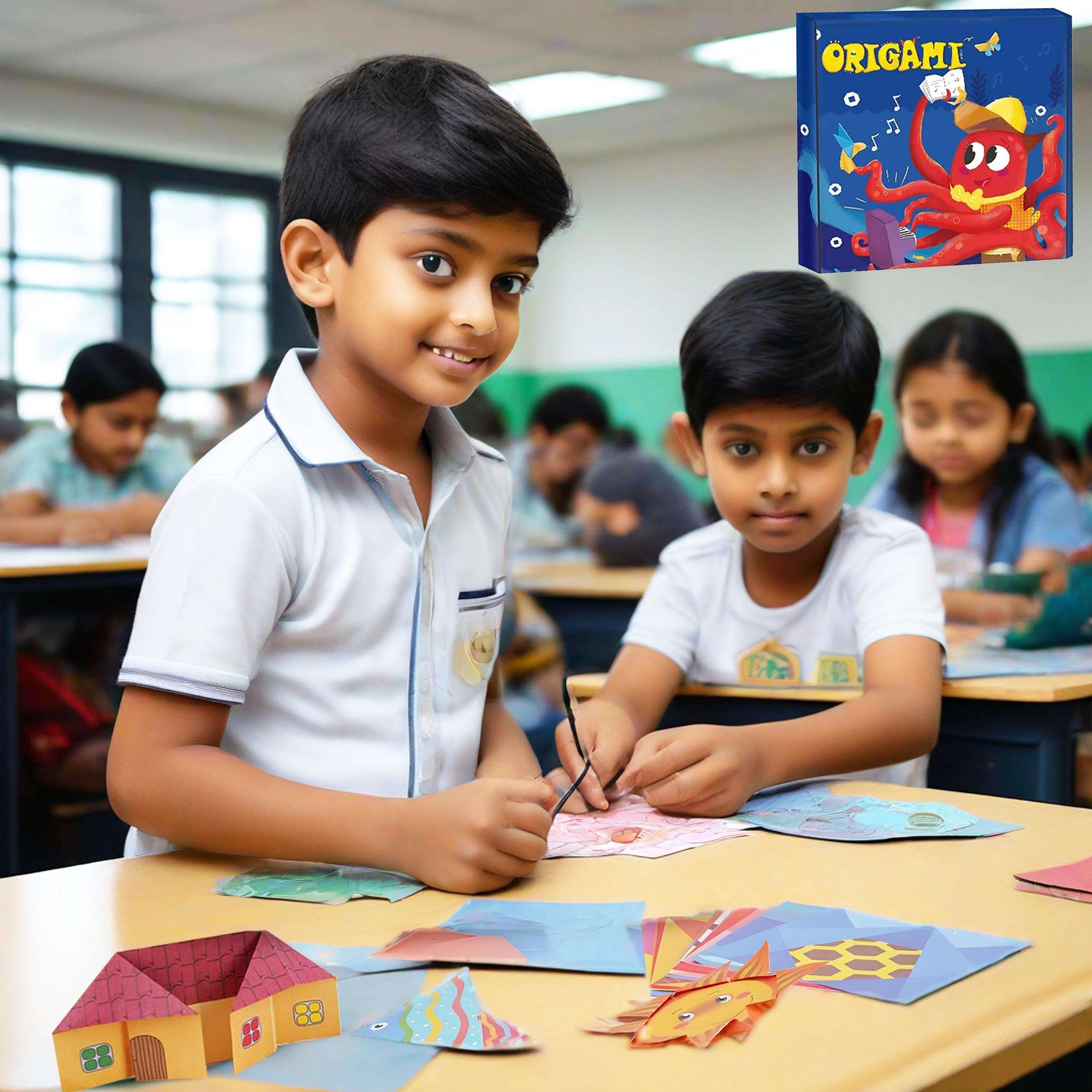 JELLYBABY 100 Pieces 50 Projects Origami Sheets, 3D Origami Paper With Guiding Book, Paper Size:7 In /18Cm *7 In /18Cm, Art Activity, Craft Materials,Multicolor 6