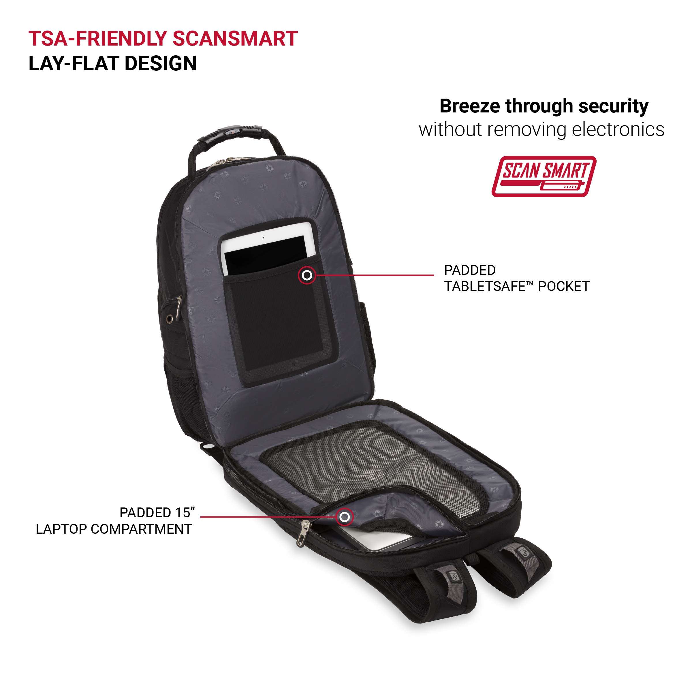 Swiss Gear SA1923 Black TSA Friendly ScanSmart Laptop Backpack - Fits Most 15 Inch Laptops and Tablets 5