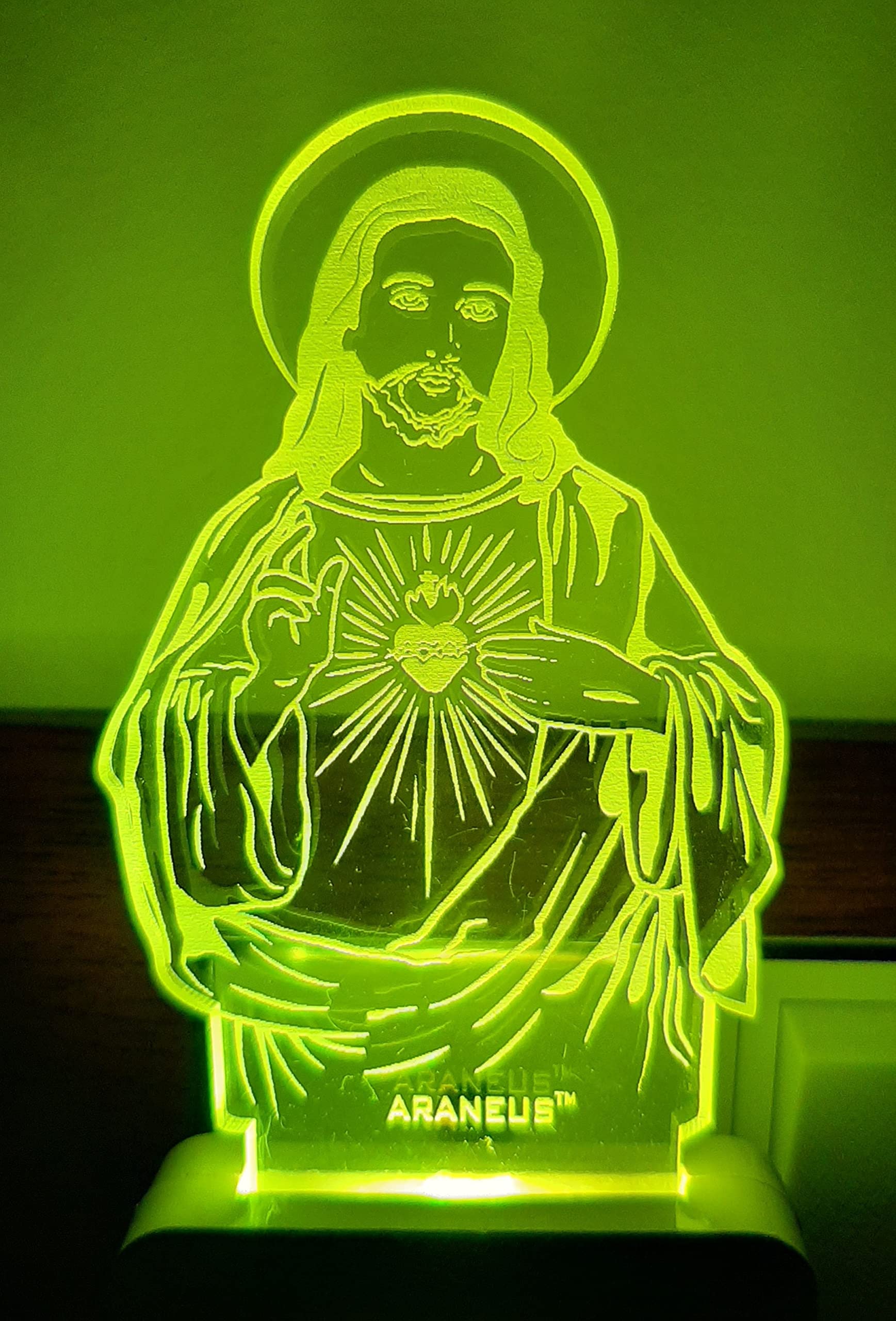 The Antique Gallery Jesus Christ Christian Lord 3D LED Night Lamp Illusion Acrylic Multi Colour Changing Small Portable Light Christmas Gifts Wall Night Light (10 cm, White) 01 3