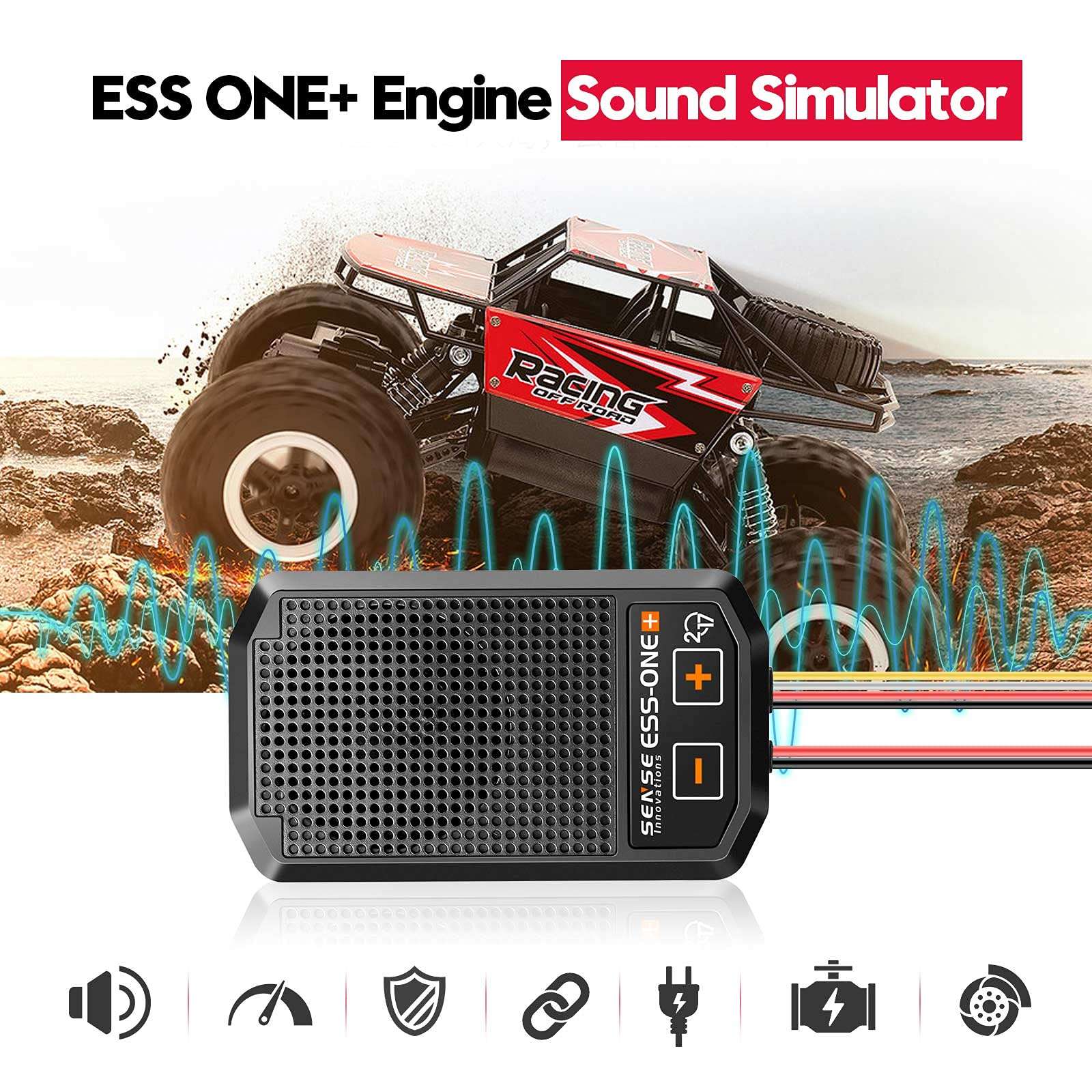 ESS ONE Plus Engine Sound Simulator Kit System for RC Cars Single Speaker Simulated Throttle Linkage Sound Group Sound Effect Horn 2