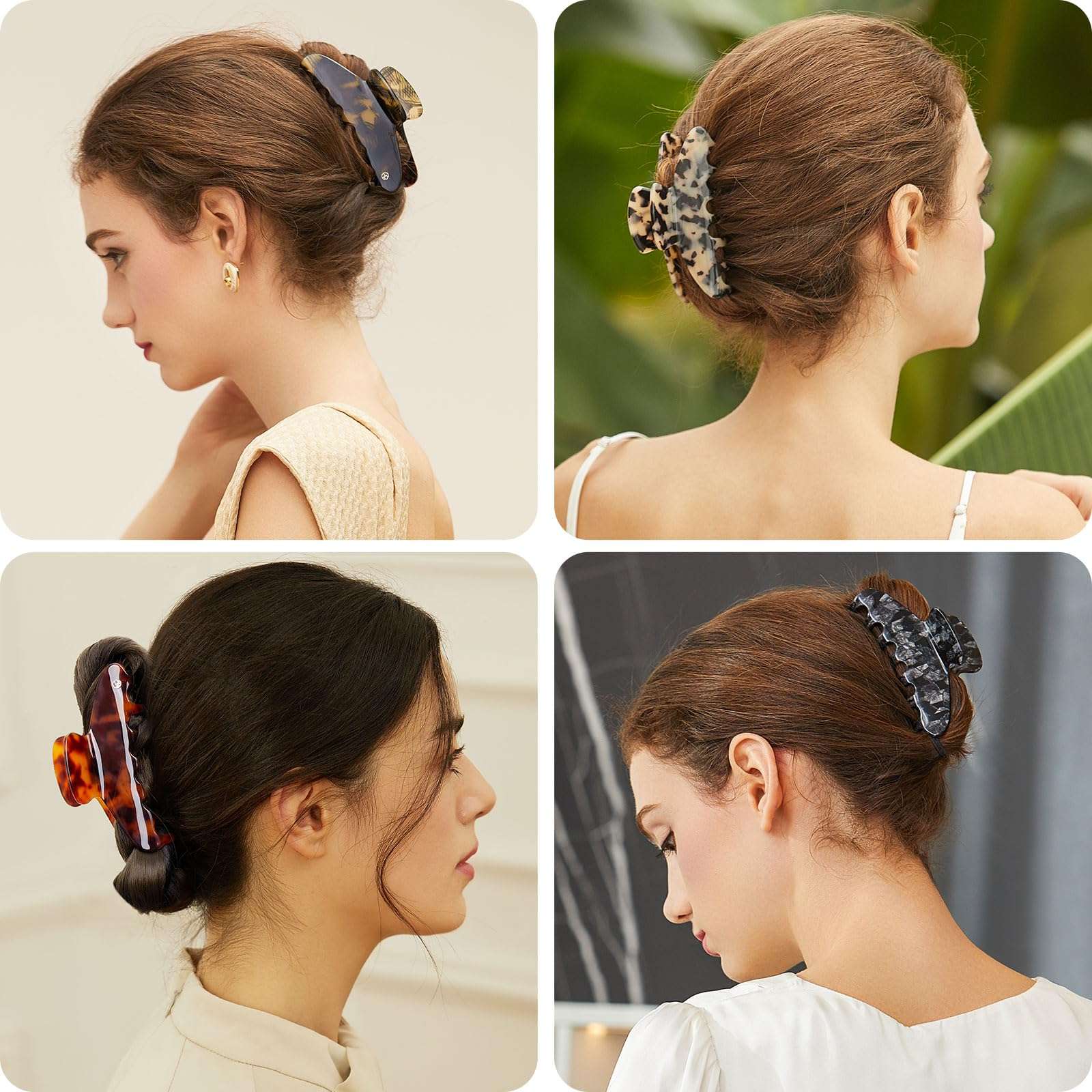 EVITA PERONI Extra Large Hair Claw Clips for Thick Hair Resin Shark Clips for Women Girls Non-slip Jaw Hair Clips with Extended Teeth 6