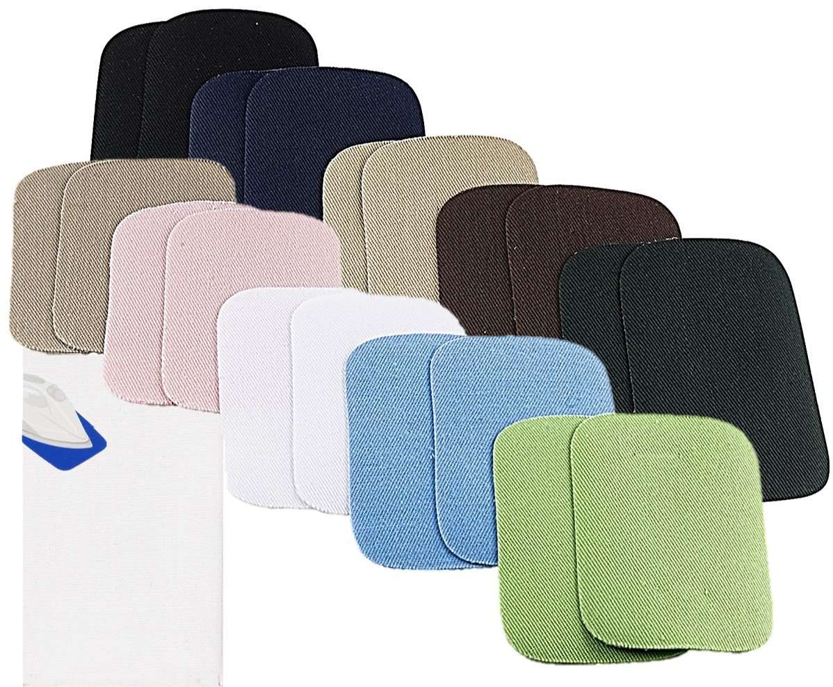 Iron On Patches for Clothing Assortment of 10 Colors, 2" x 3", with One Iron-On Mending Fabric 6 1/2" x 14" (2 x 3 Inches) 3