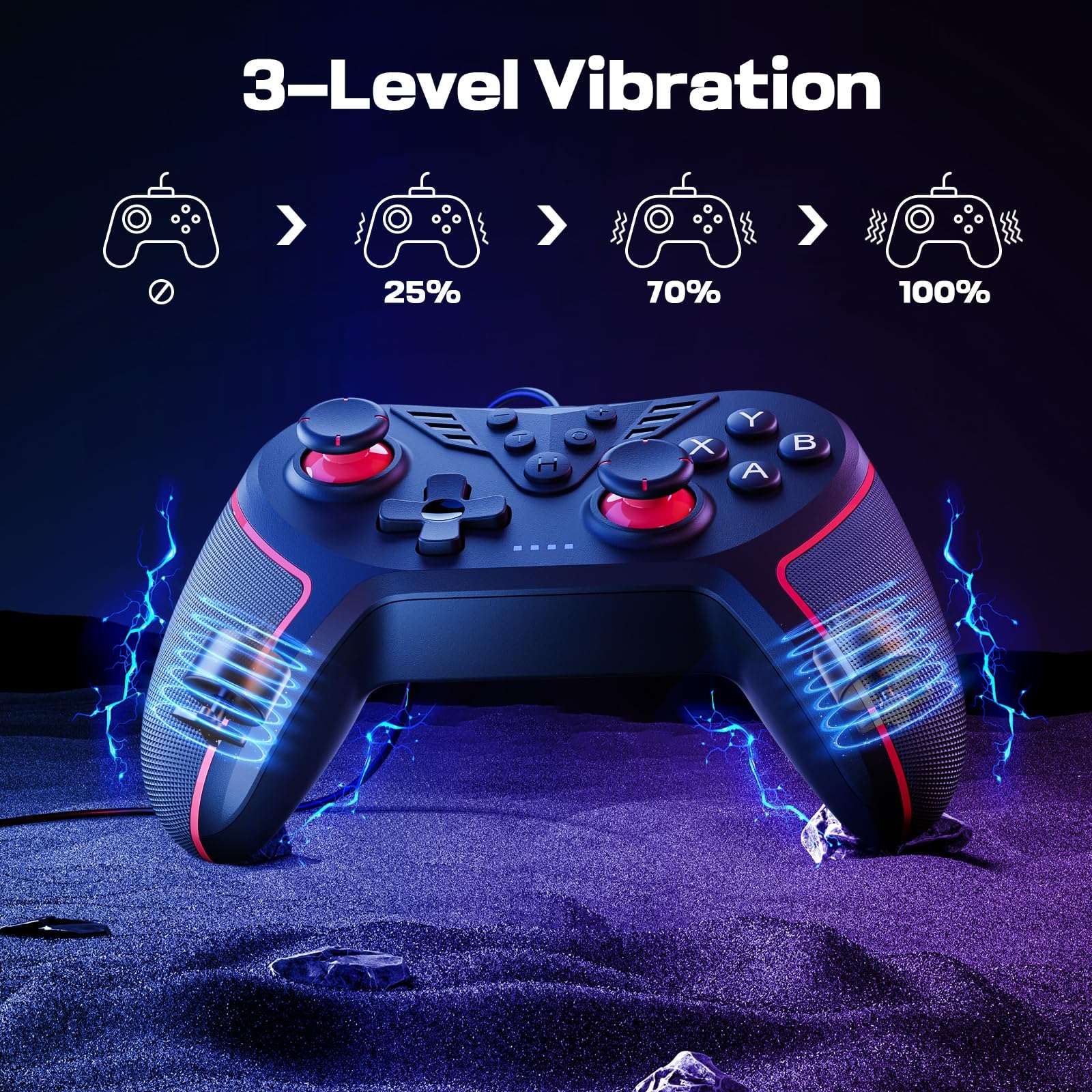 RivalPlay PC Controller with 2-Button Mapping, Wired Controller Compatible for Win(7/8/10/11) Joystick with Adjustable Vibration and 3 Turbo Speeds Plug-and-Play Black 5