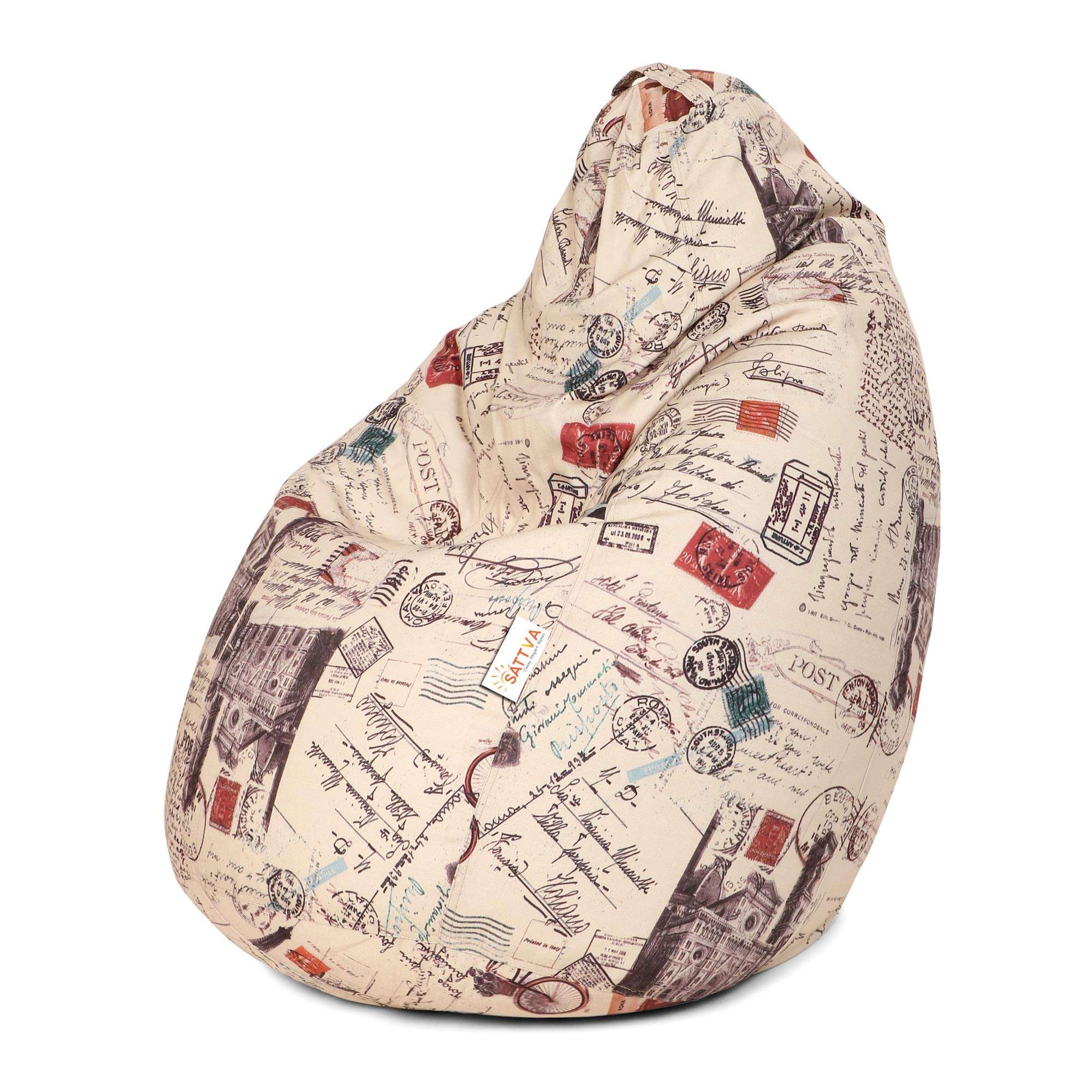 Sattva Classic Vintage XL Bean Bag Cover Without Beans - Stamps 3