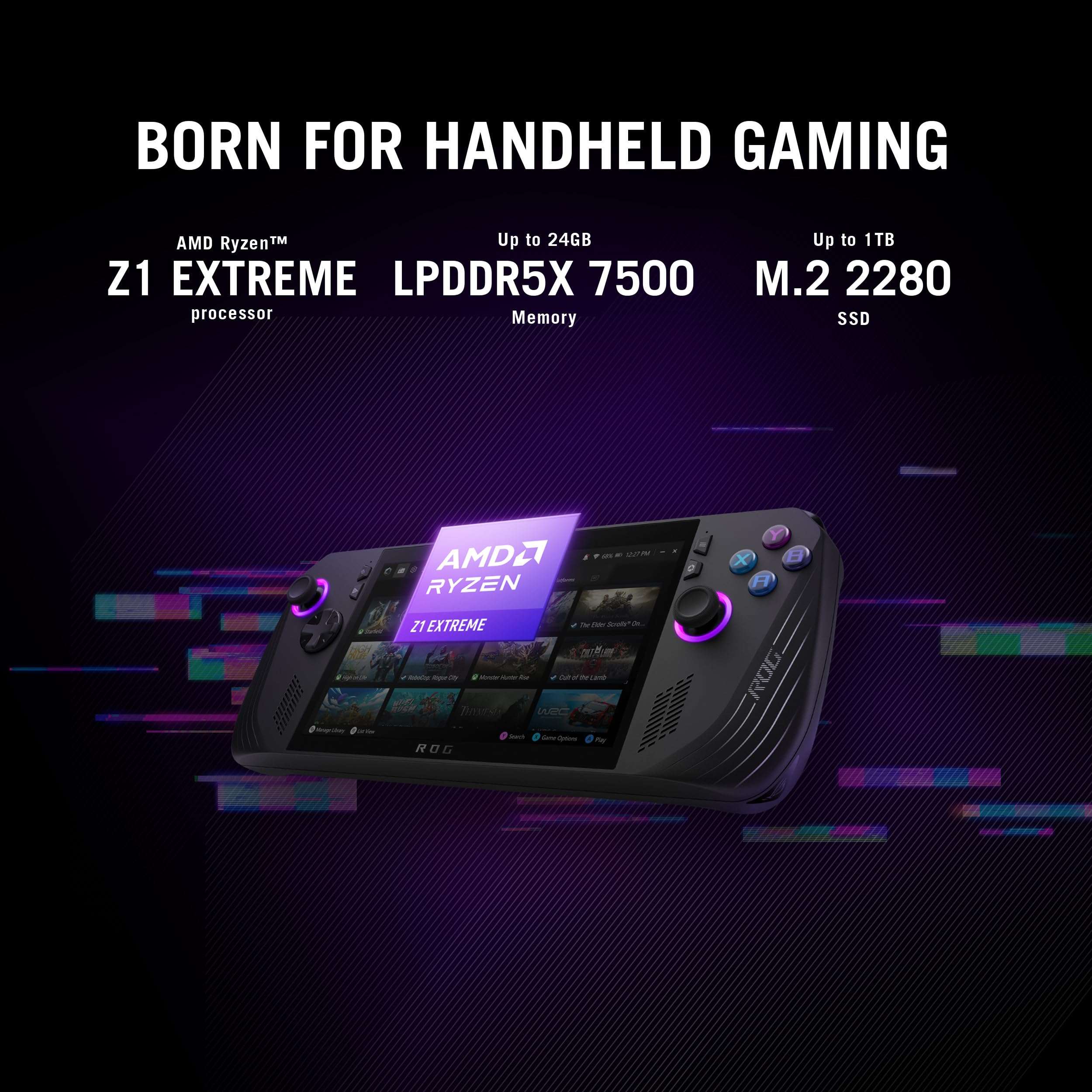 ASUS ROG Ally X Handheld Gaming Console, 7" FHD 16:9 120Hz 500 nits, AMD Ryzen Z1 Extreme Processor (24GB RAM/1TB SSD/AMD Radeon Graphics/Windows 11 Home/Black/678 g), RC72LA-NH021W 3