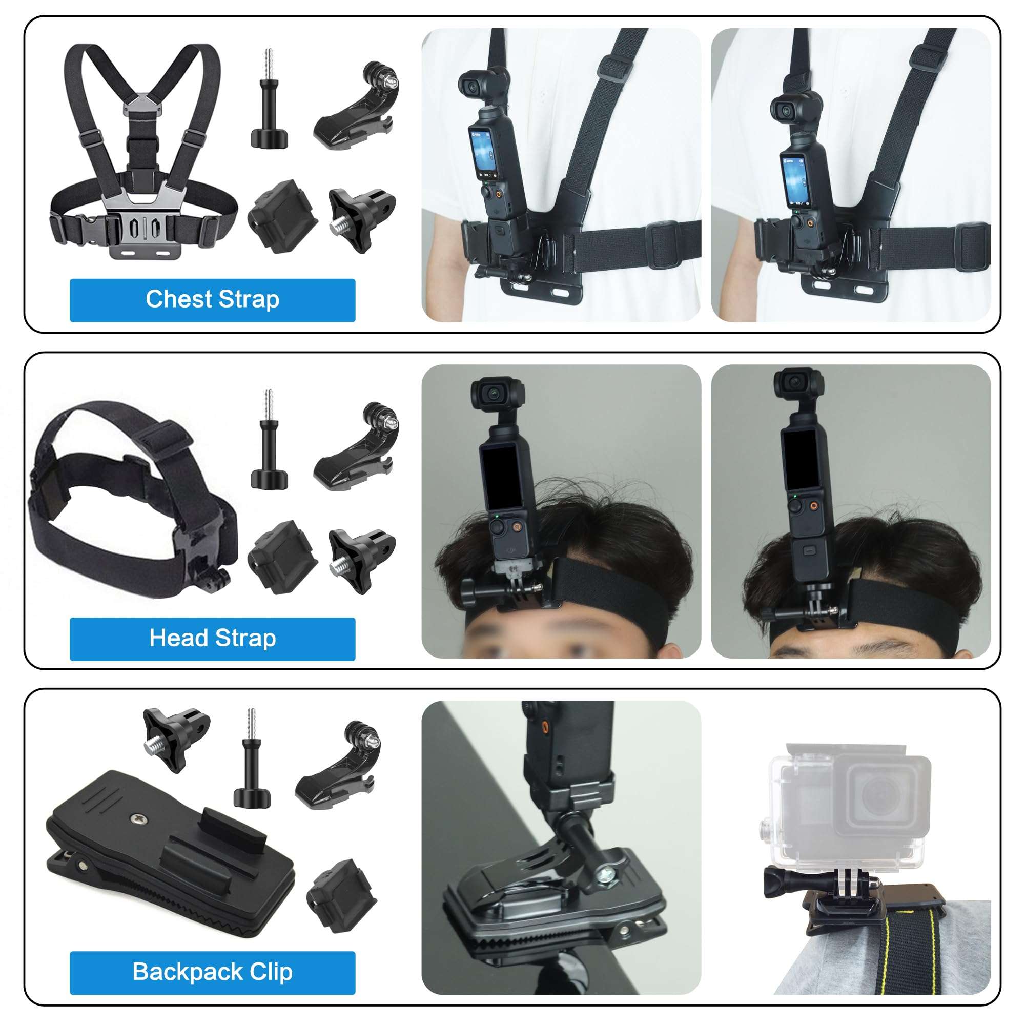 Taisioner 40 in 1 Accessories Kit for Osmo Pocket 3,Including Carry case,POV Chest Mount,Magnetic Mount,Protective Accessory,Car Mount,Selfie Stick,Tripod,Phone Holder 5