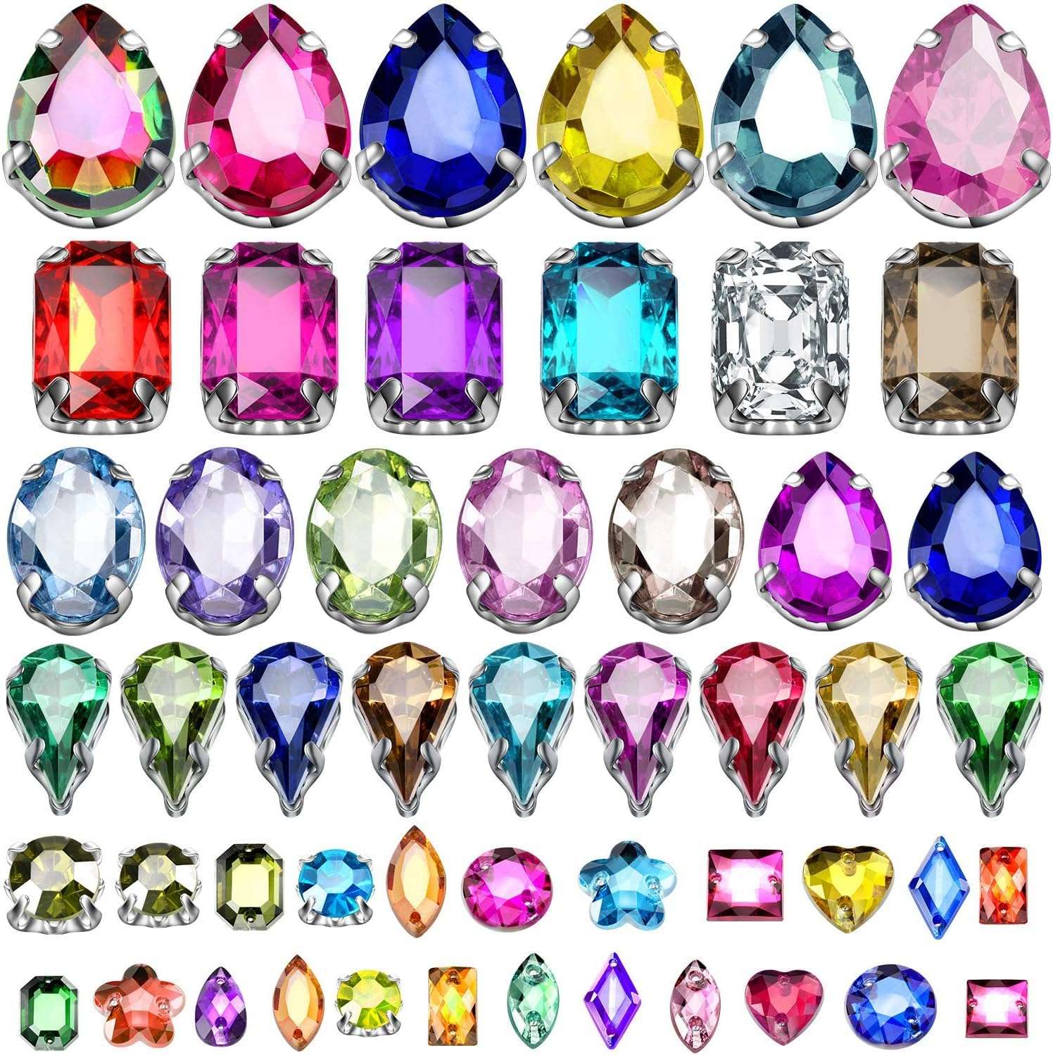 Diy Crafts 15445 Candy & Ab Glass Crystal Mm Heart Shape Sew on Rhinestone Bead Shoes Bags Handicraft Diy Trim, Pack of 25 25x1, Sizes (Multicolor) 1