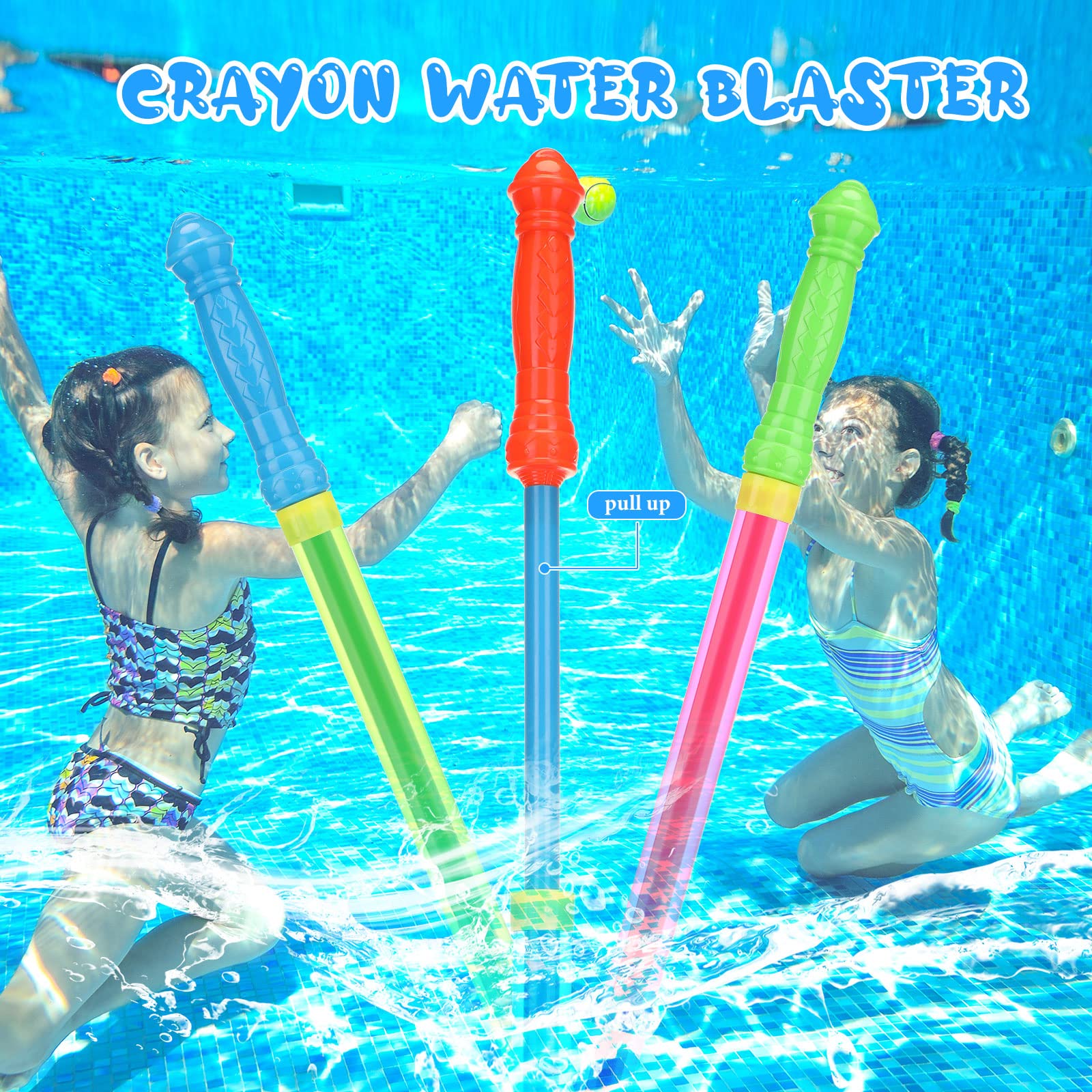 Hanaive 22 Inch Crayon Water Guns Shooter Tube Blaster Bulk Water Suction Shooter Toys for Summer Outdoor Swimming Pool Beach Party Fighting Games(30 Pcs) 5