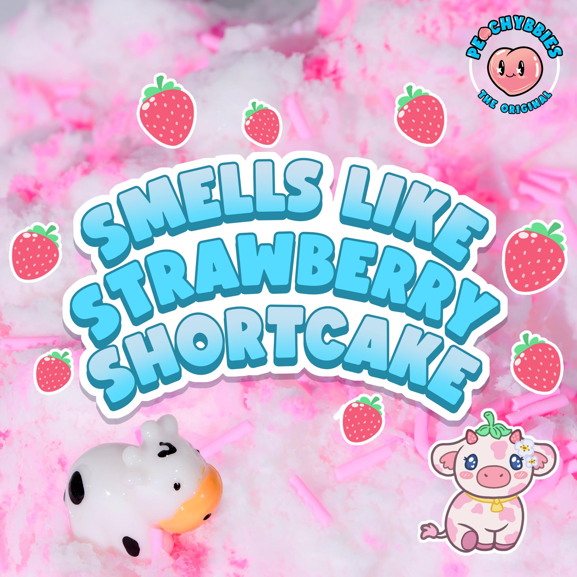 Peachybbies Strawberry Cow Cloud Slime - Made in USA Premium, 100% Authentic, 7 oz., Scented for Kids, ASMR, Slime Charms, Fidget Toys 4