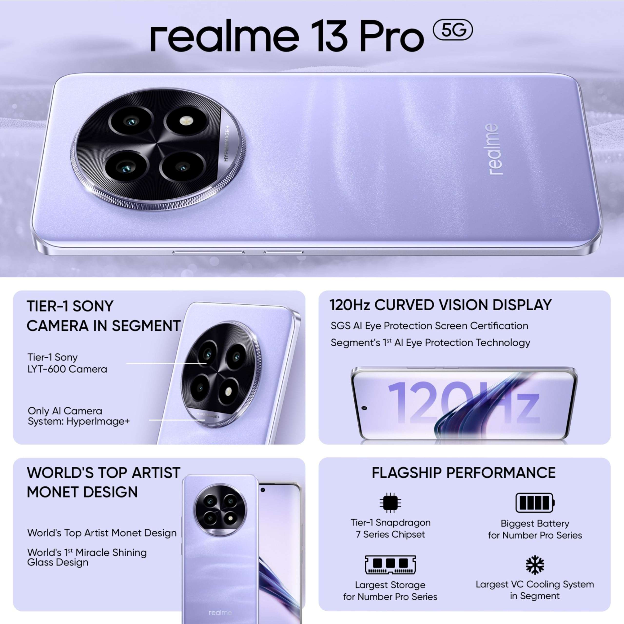 realme 13 Pro 5G (256, Monet Purple, New) 2