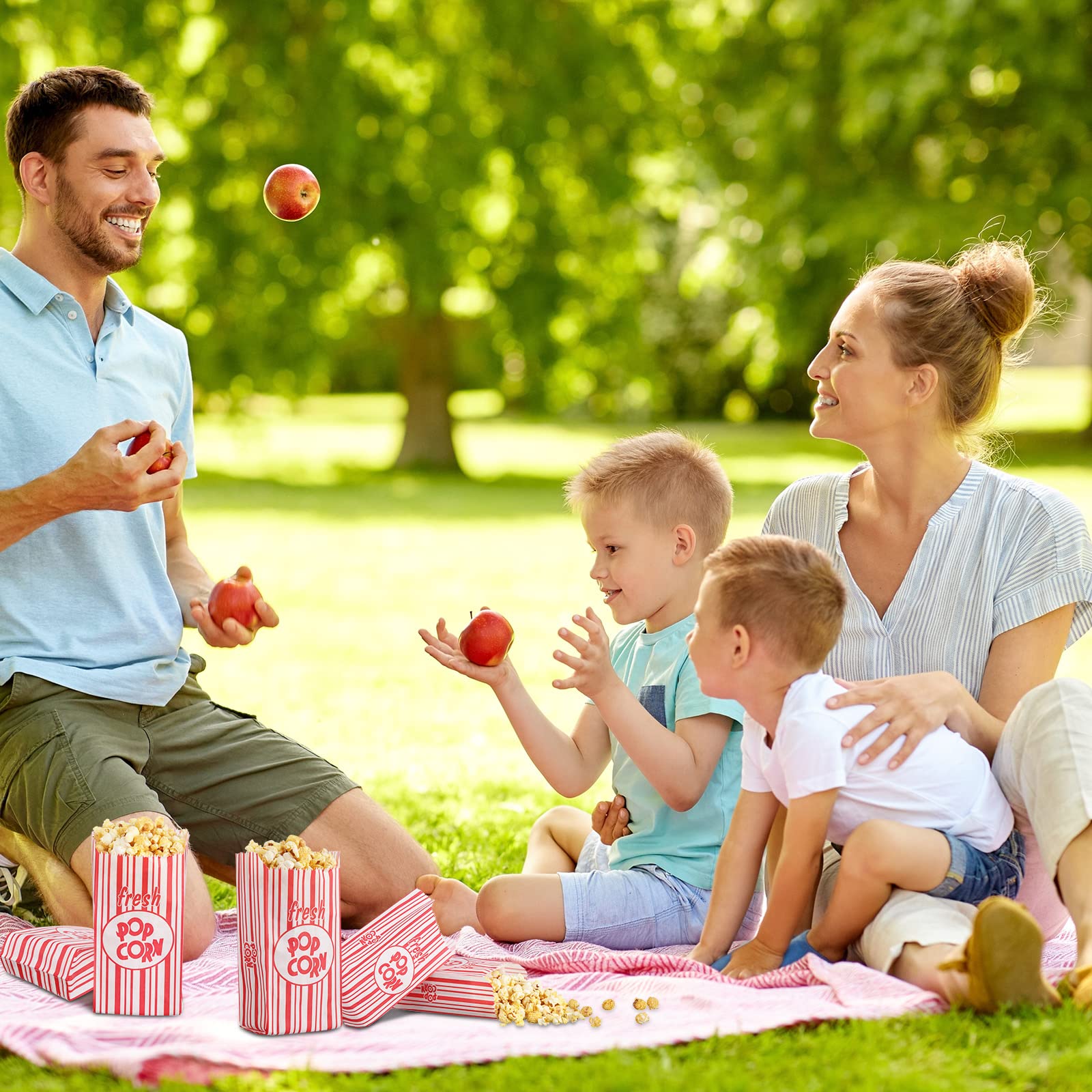 Thenshop 600 Pcs Paper Popcorn Bags Bulk 1oz Popcorn Bags Individual Servings Paper Sleeves Vintage Red and White Striped Pop Corn Bags for Party Movie Night Carnival Supplies Popcorn Machine 6