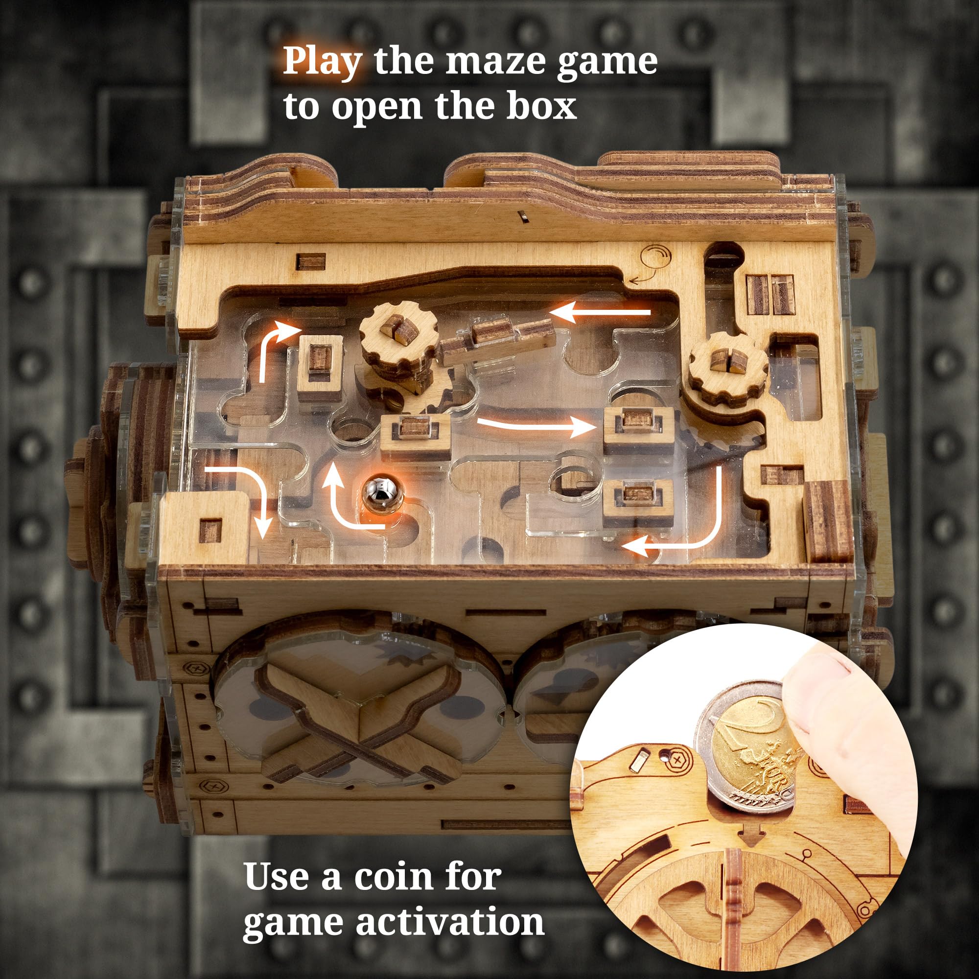 iDventure A-Maze-ing Safe and Cambridge Labyrinth - Marble Run Money Puzzle Box - Escape Room Game 4