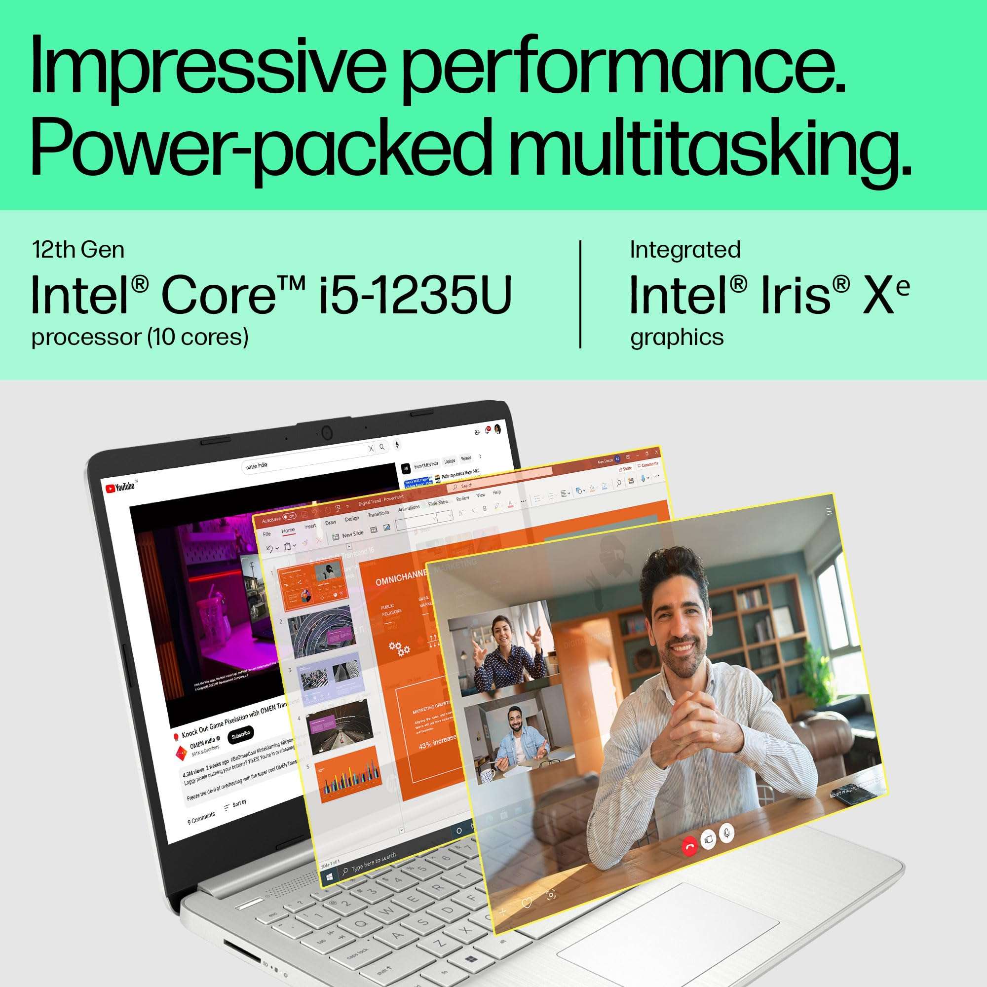 HP Laptop 14s, 12th Gen Intel Core i5-1235U, 14-inch (35.6 cm), FHD, 16GB DDR4, 512GB SSD, Intel Iris Xᵉ graphics, Backlit KB, Thin & light, Dual speakers (Win 11, MSO 2021, Silver, 1.46 kg), dy5005TU 4