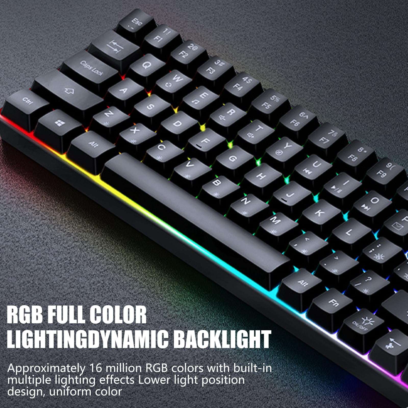 HapGlan Wire 68Key Compactly Mechanical Keyboard with Low Noise Designs and LED Lighting Effects Keyboard for Gamers Enthusiasts 5