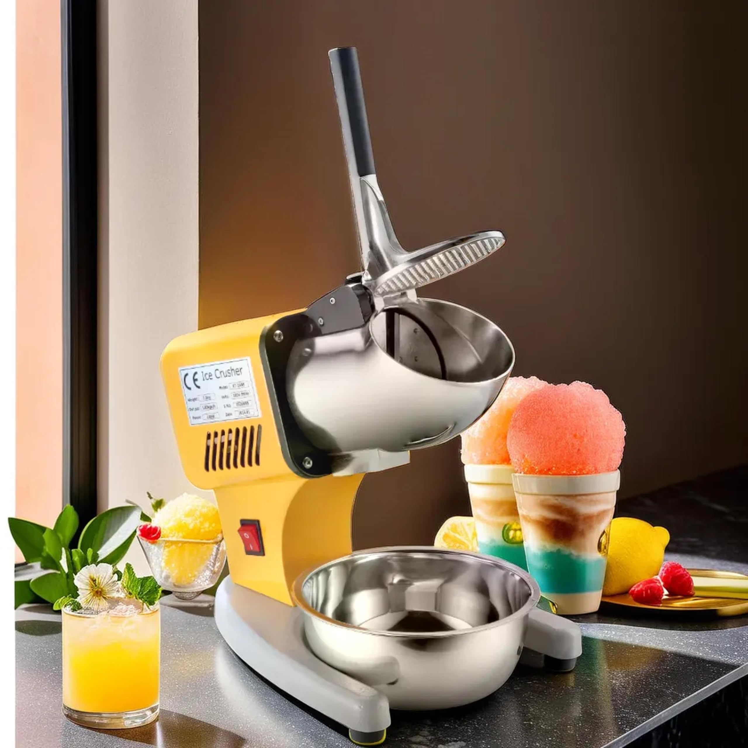 Blend Art High Performance Electric Ice Crusher Shaver – Stainless Steel Double Blade, Copper Motor 200W, Commercial Grade for Restaurants, Kitchens and Cafes, Metal Body Ice Crushing Machine 6