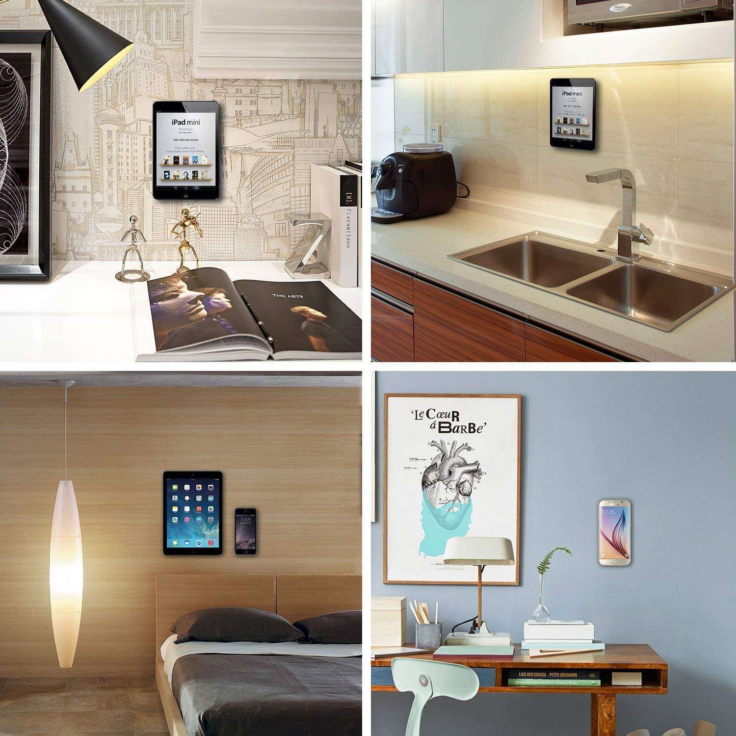 SALEX Flat Magnetic Mounts 3 Pack. Silver Cell Phone Holder Stick on Car Dashboard, Wall, Mirror, Truck, Desk. Universal Flat Magnet Kit for Mobile Devices, Tablets, Smartphones up to 13.3 Inches. 4