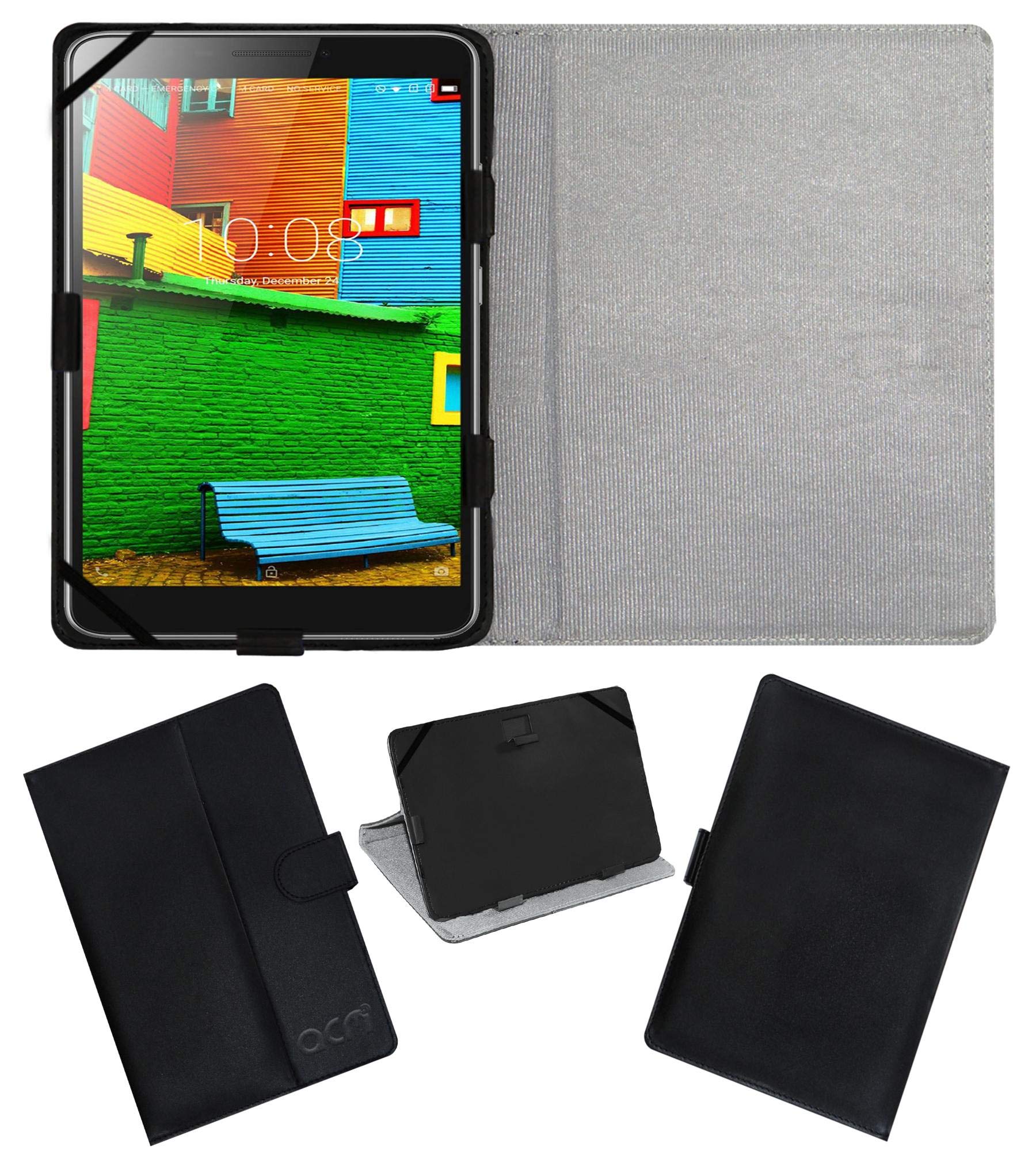 Acm Leather Flip Flap Case Compatible with Lenovo Phab Pb1-750M Tablet Cover Stand Green 1
