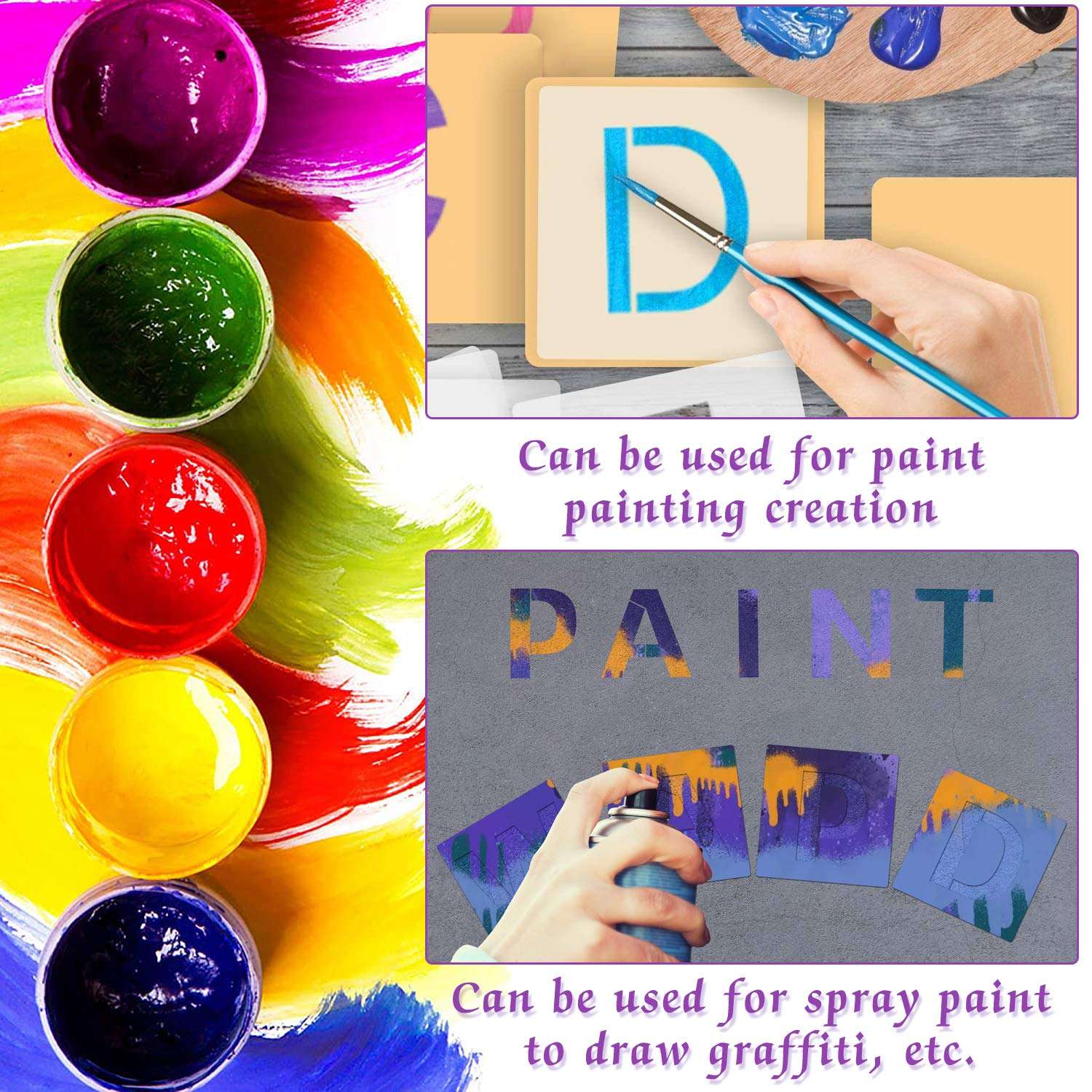 Alphabet and Number Stencils Set,Letter and Number Stencils for Painting on Wood,Reusable Font Templates for Home Craft Decor, Scrabble Letters Wall Decor，DIY Projects Art and Craft(36pcs) 4