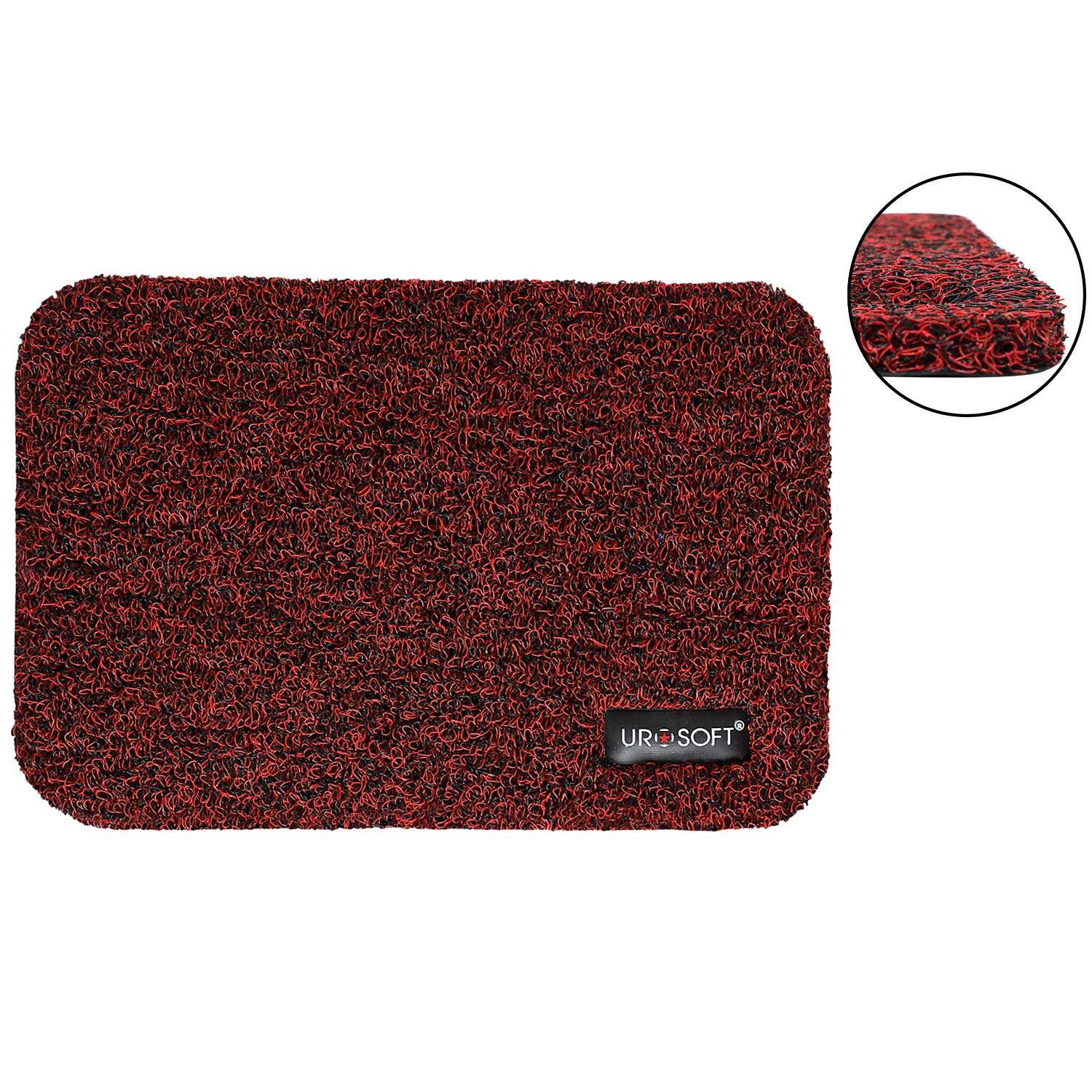 UROSOFT Extra Thick Cushion (18MM) Wire Mesh Entrance PVC Doormat, Anti Skid, Water Proof, 60 x 90 CM CM, Red 5