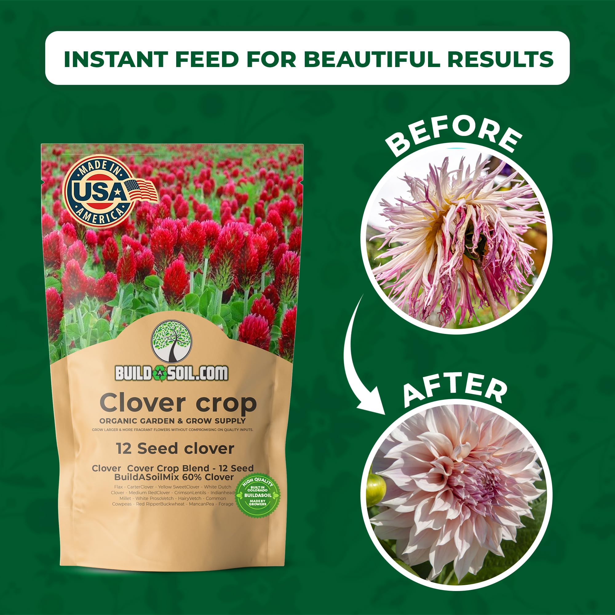 BuildASoil No-Till Clover Seed Cover Crop Blend 12 Species Cover Crop Seed Mix Premium Clover Seeds for Lawn - Plants Friendly Cover Crop for Garden - 60% Clover (3 lb Bag) 5