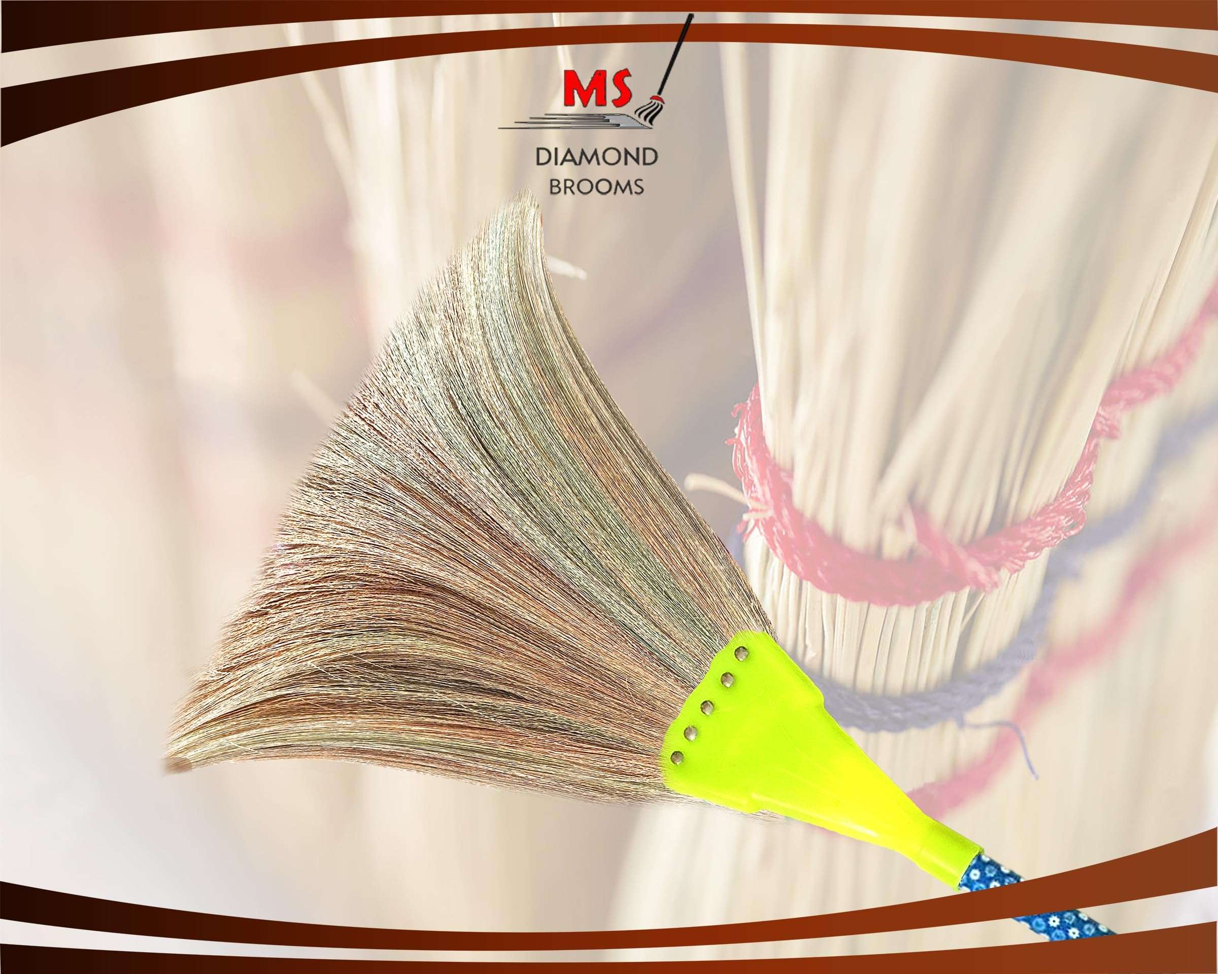 MSD Indonesia Less Dust Hard Floor Grass Broom, Wooden Longhandle Jhadu for Home Cleaning (1) 3
