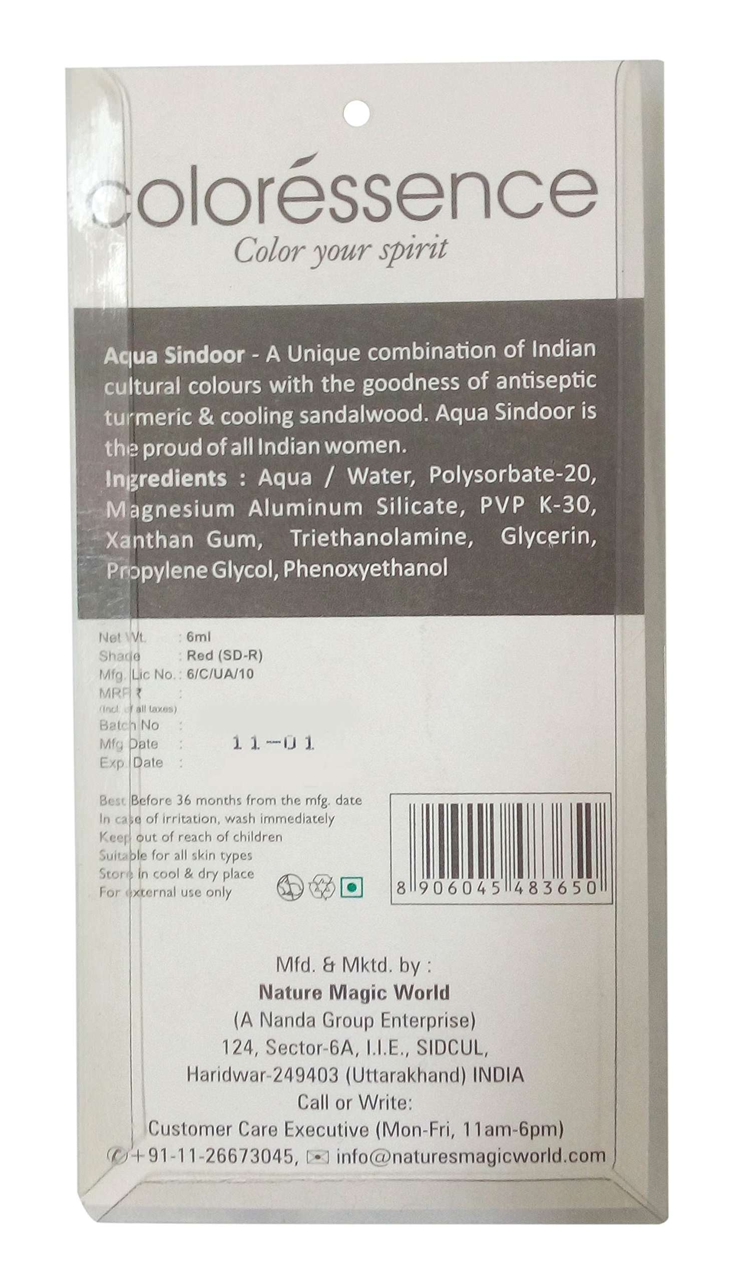 Coloressence Aqua Sindoor - Red, 6ml Pack 2
