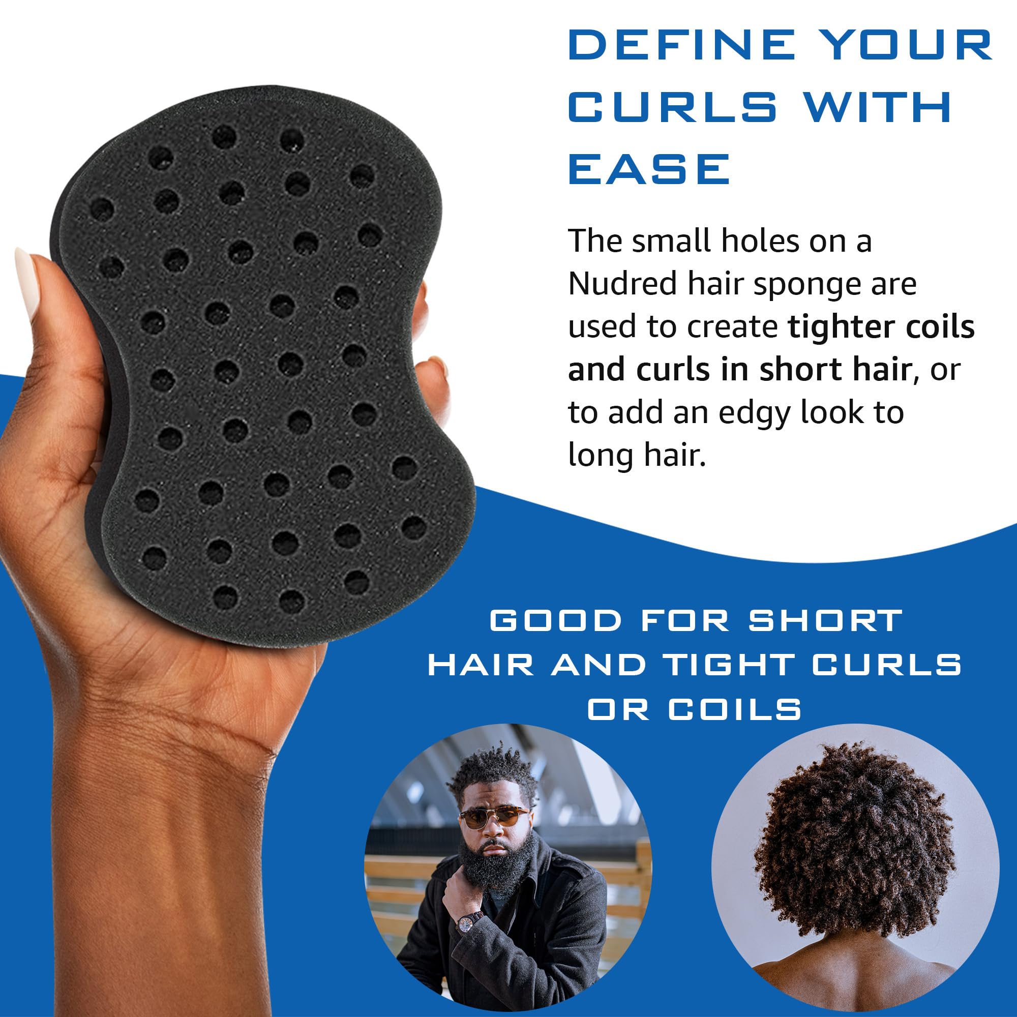 NuDred Hair Brush for Black Men and Women, Twisting Sponge for Curling Afro Style Dreads, Coils & Twists, Barber Curling Care Tool (Silver, Small Holes) 3