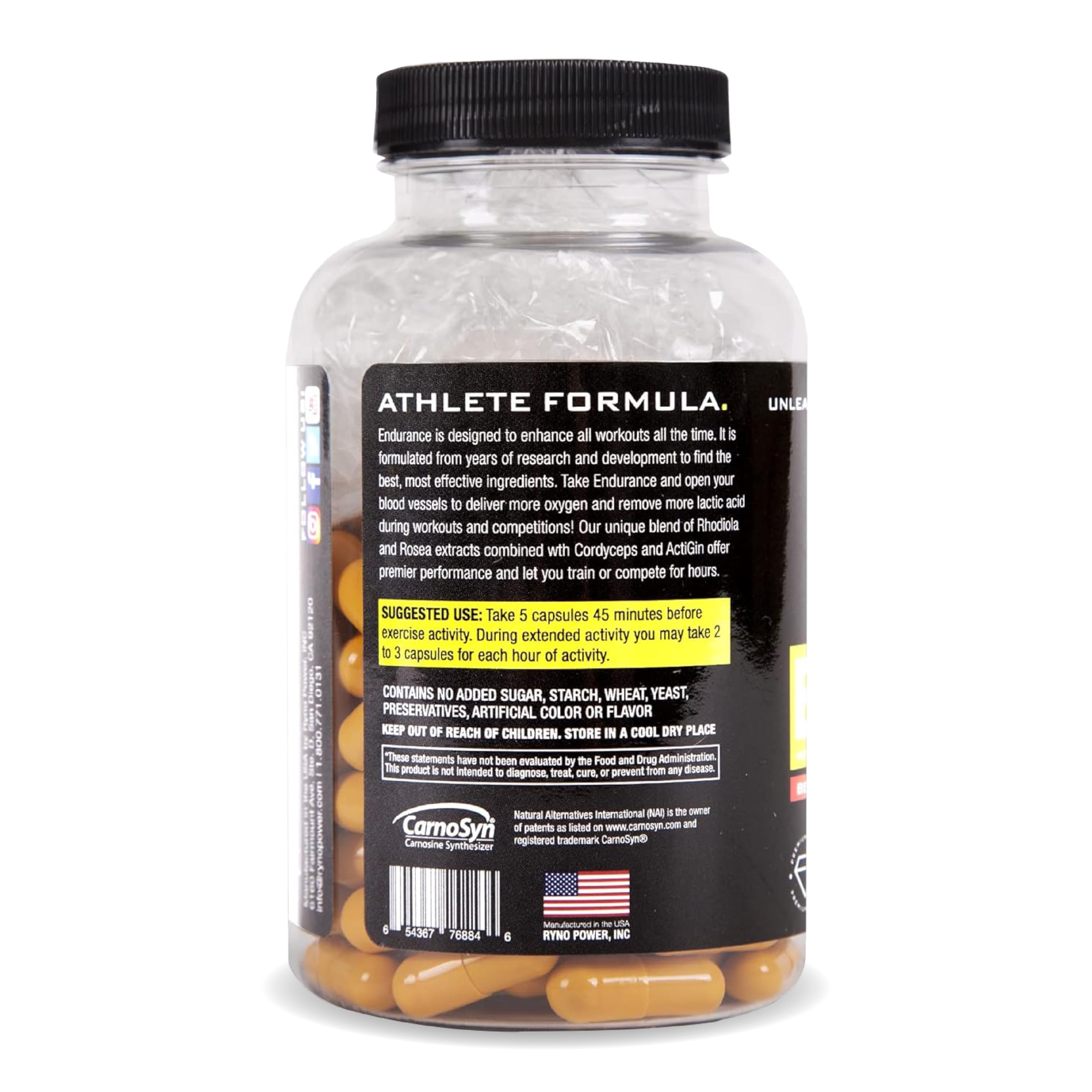 Ryno Power Endurance Capsules - Workout Harder and Longer - Reduce Lactic Acid Build-Up and Deliver More Oxygen to Your Muscles 3