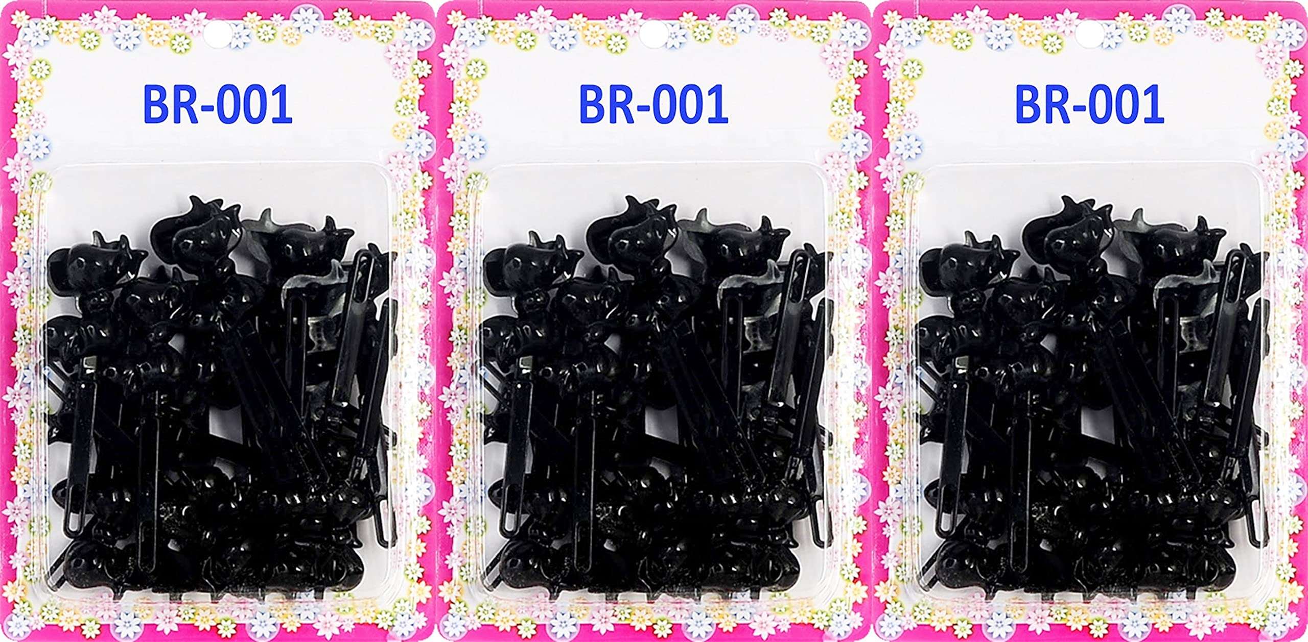 Tara Girls Self Hinge Plastic Bow Hair Barrettes Selection Pack Of 3 (BR01) 1