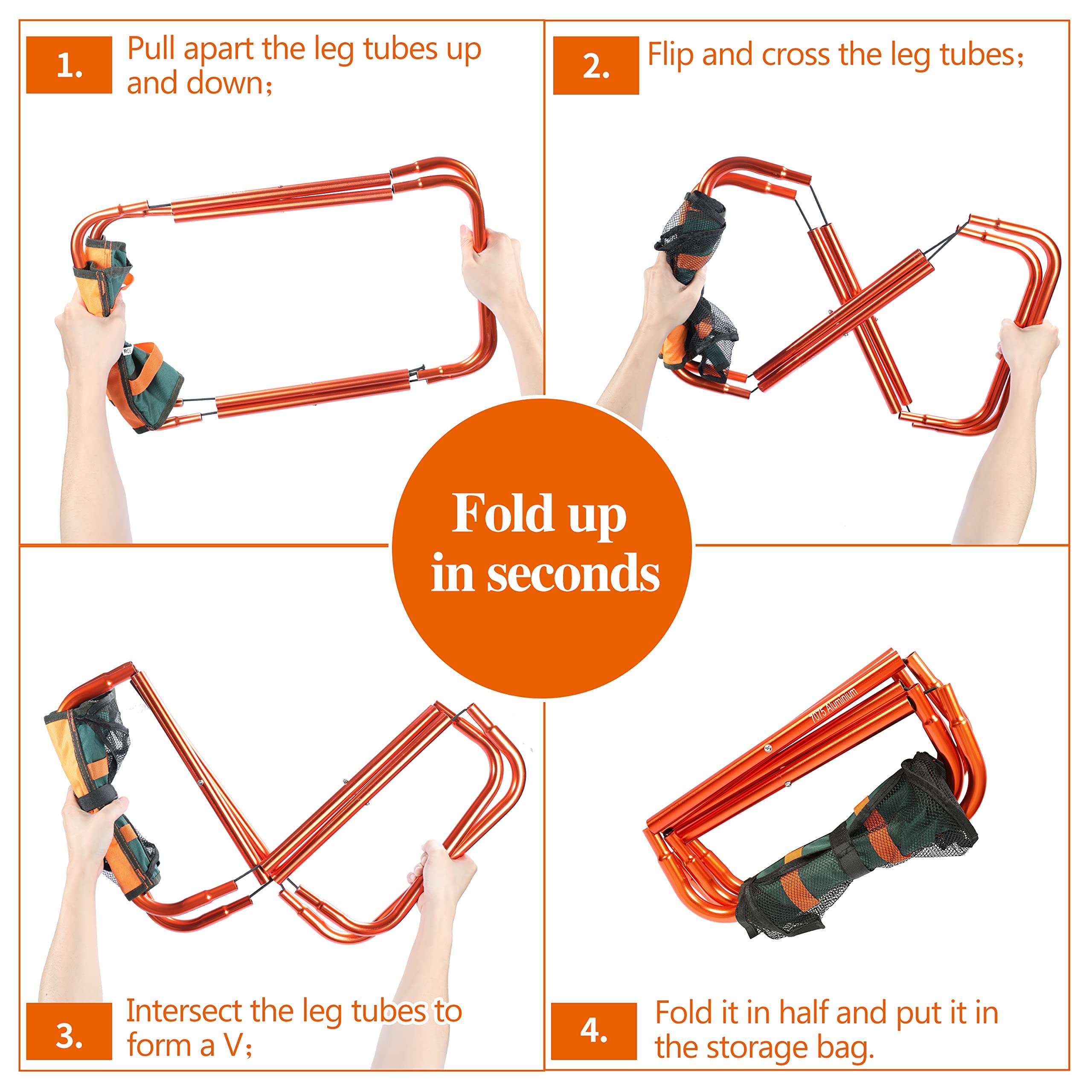 spofine Folding Camping Stool, Sturdy Portable Chair for Adults, Foldable Stool for Fishing, Hunting, Travel, Backpack(Size：XL) 6