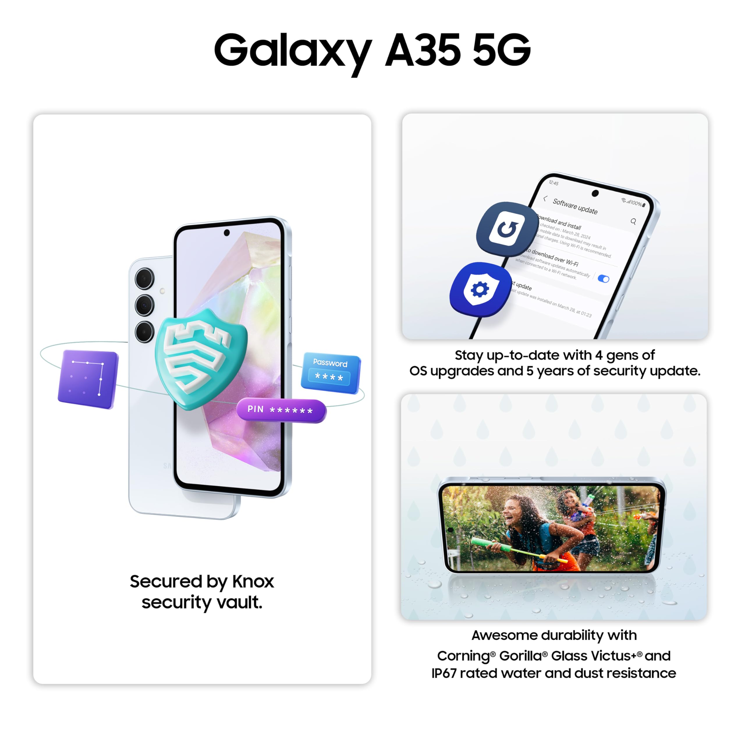Samsung Galaxy A35 5G (Awesome Navy, 8GB RAM, 128GB Storage) | Premium Glass Back | 50 MP Main Camera (OIS) | Nightography | IP67 | Corning Gorilla Glass Victus+ | sAMOLED with Vision Booster 3