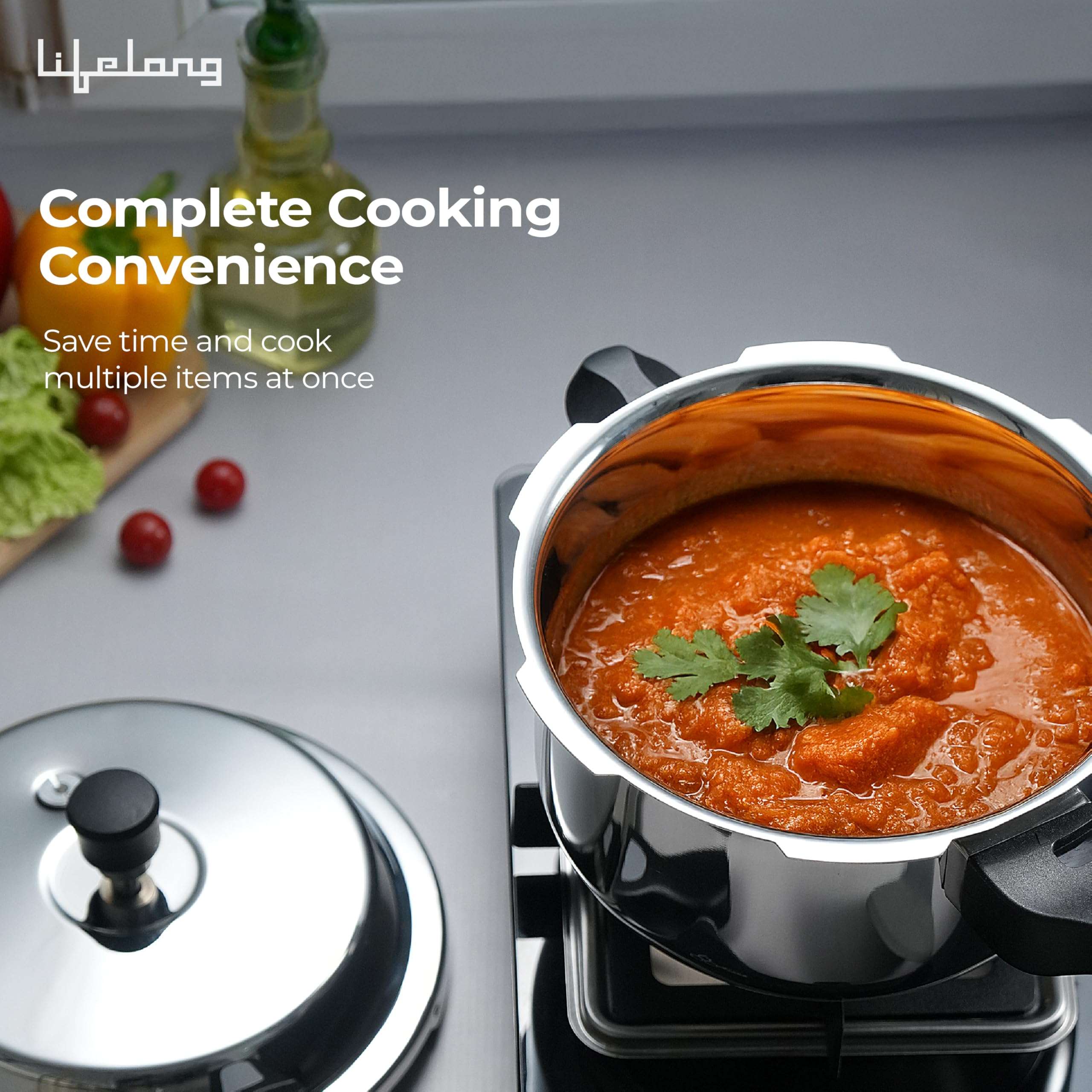 Lifelong 2 Litre Triply Stainless Steel Pressure Cooker for Kitchen | 2.5mm Thickness | Gas & Induction Compatible | Fast & Even Heating | Spillage Control Lid |Easy to Clean Wide Base | BIS Certified 3