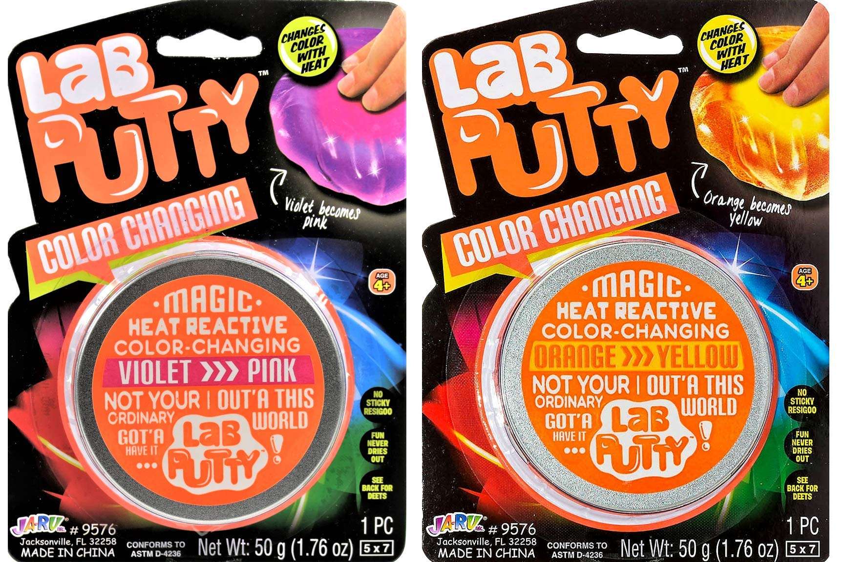 JA-RU Lab Color Changing Heat Sensitive Putty (2 Units Assorted) for Kids - Non-Sticky Slime Party Favors, Stress Relief and Anger Management Sensory Toys 9576-2p 1