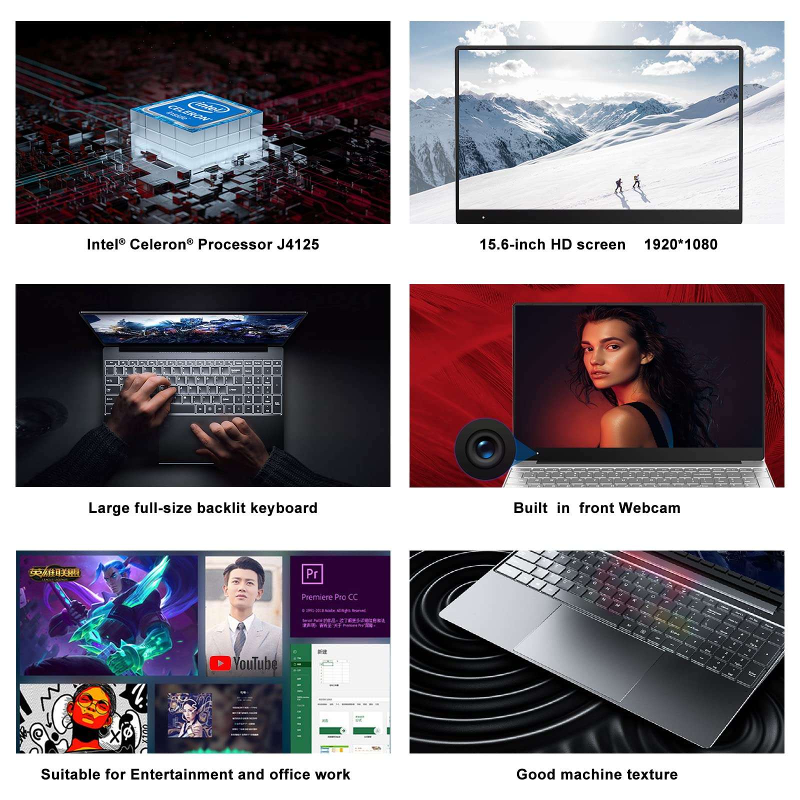 iTSOHOO Windows 10 Slim Laptop,15.6 inch IPS Screen,lntel Celeron Quad Core J4125 Notebook Computers,8GB RAM DDR4,256GB SSD,Full Size Backlit Keyboard,Bluetooth,Camera,Dual Band WiFi (Pink) 3