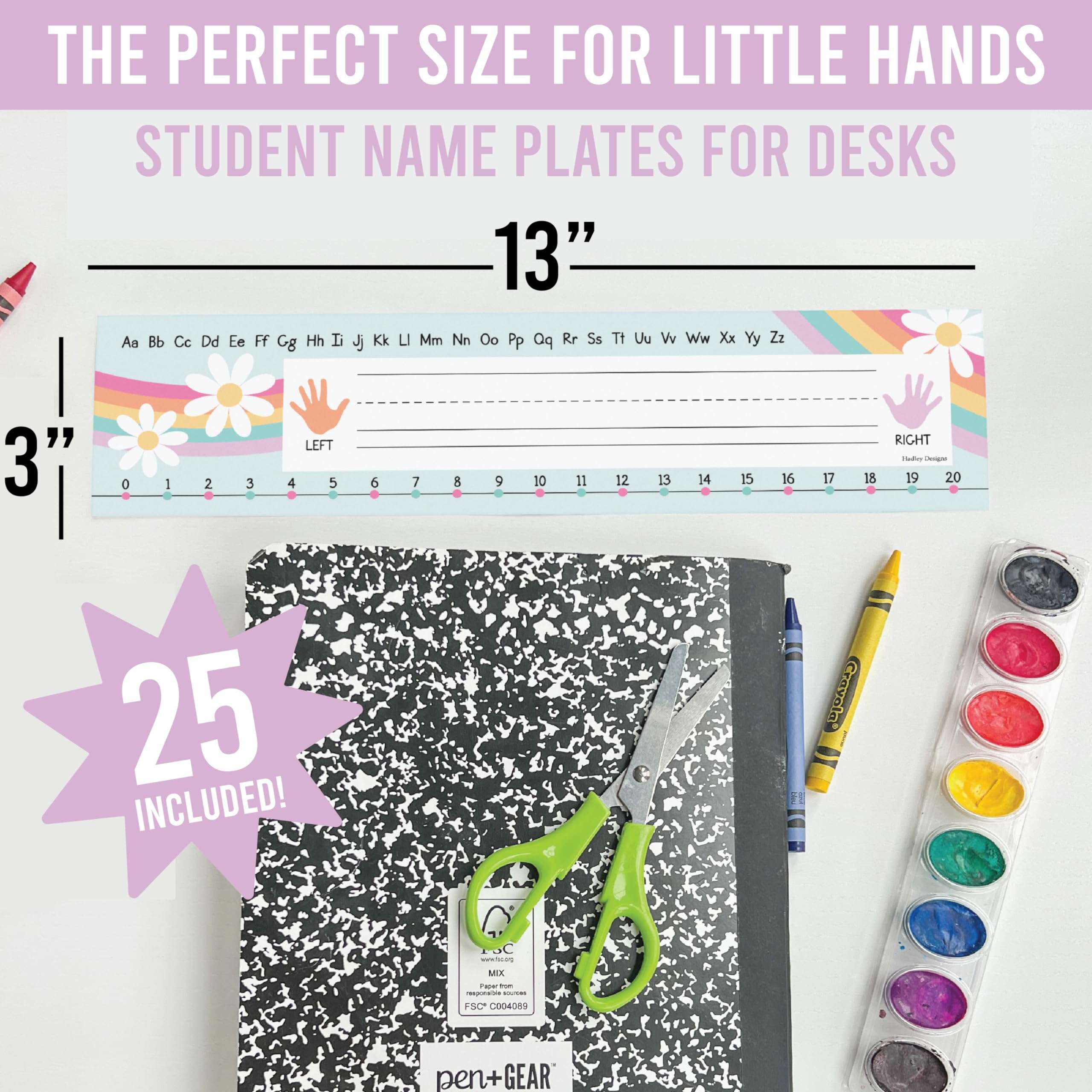 25 Retro Desk Name Plates for Classroom, 16 Kids Educational Posters for Toddlers - Alphabet Poster, Classroom Name Tags for Desk, Kindergarten Homeschool Supplies 5