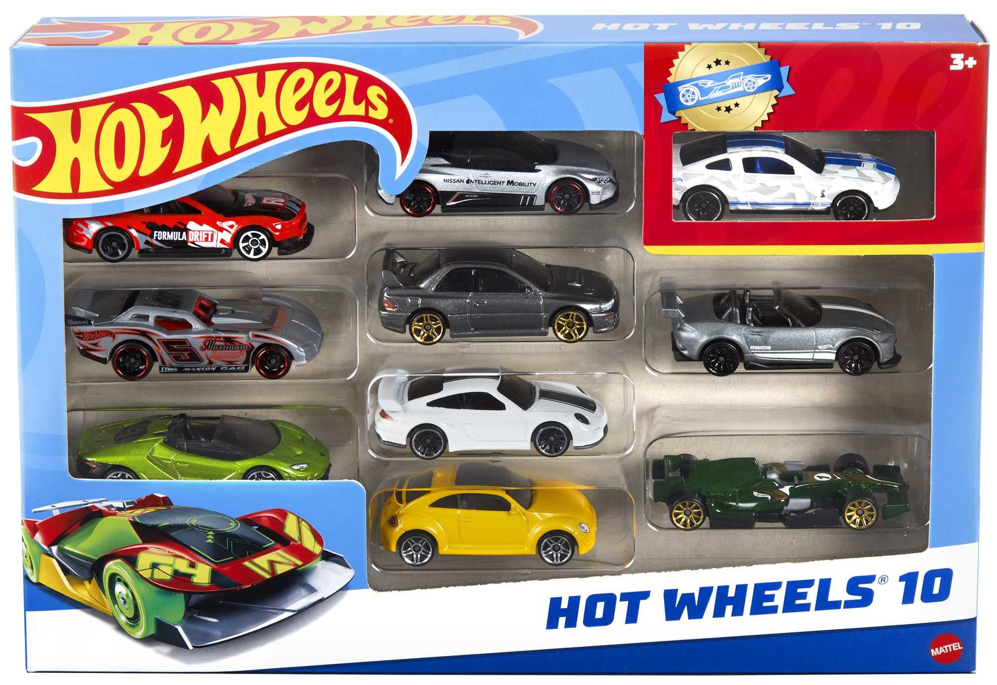 Hot Wheels 10 Cars Gift Pack, Assorted Metal Cars, Multicolor 6