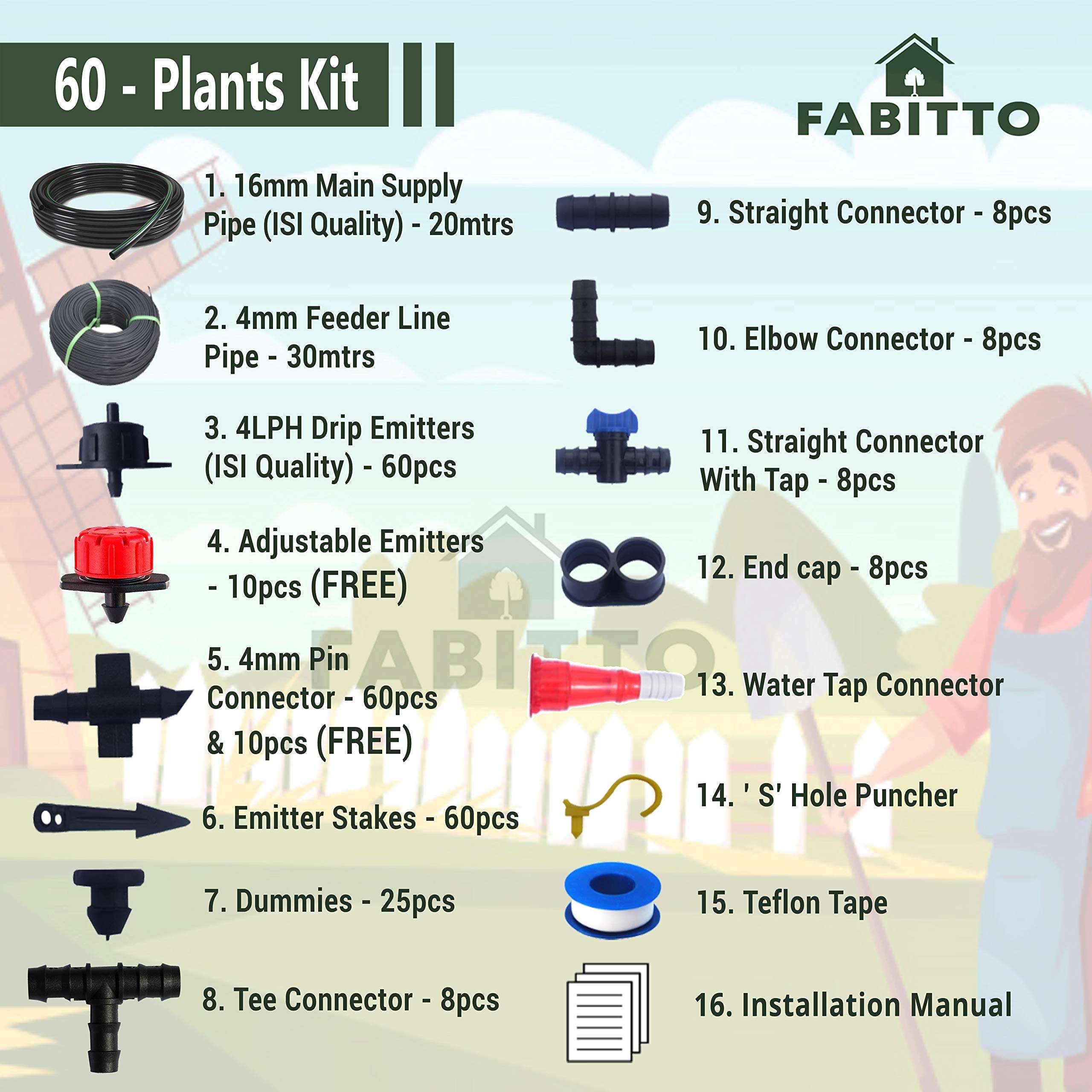 FABITTO® Drip Irrigation kit for Home Garden Plants kit Watering System for Plants. (60 Plants Drip Kit) 4
