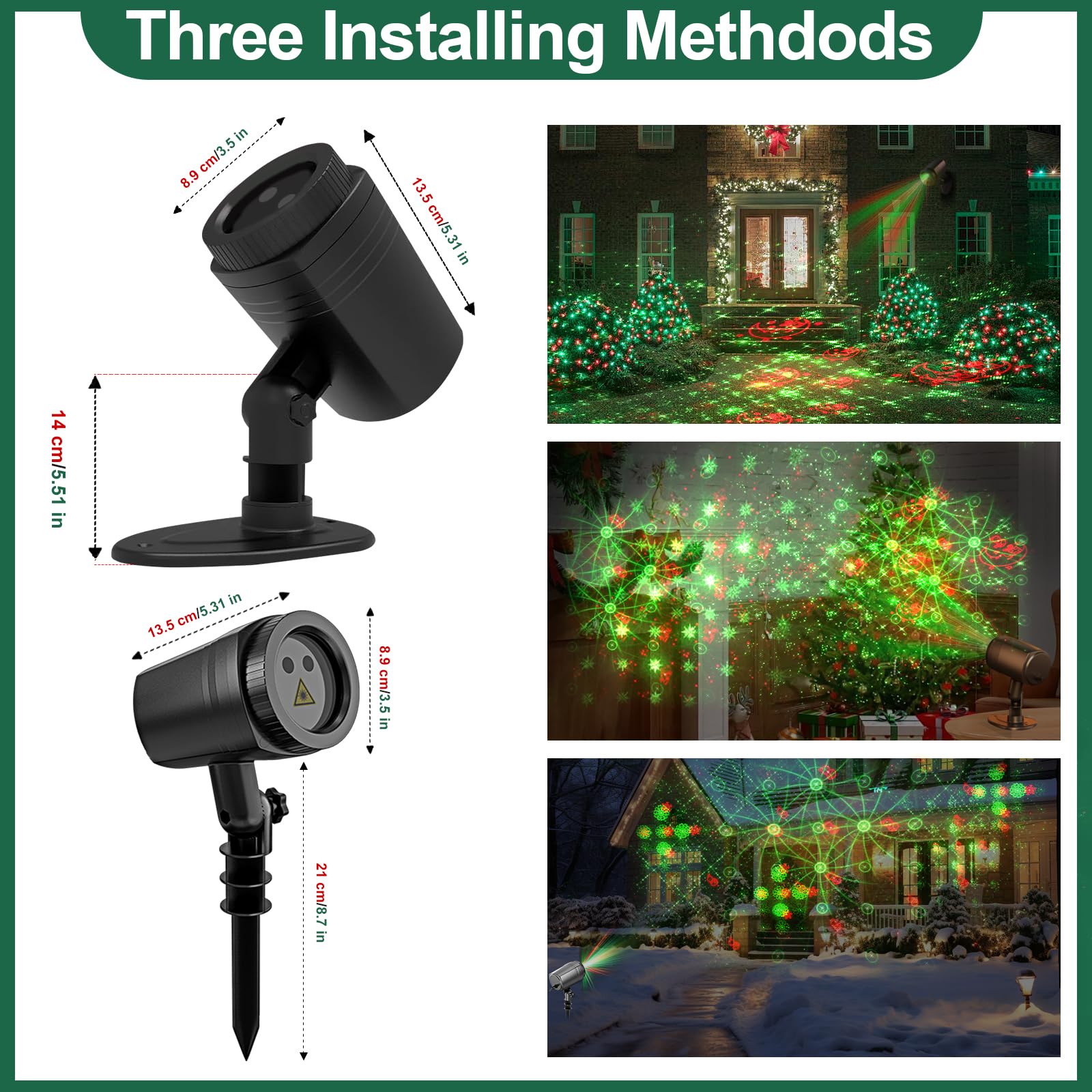 NUÜR Christmas Projector Lights Outdoor, Waterproof Christmas Light Projector with 24 Christmas Decorative Patterns, Remote Control with Timer, Holiday Projector Lights for Outdoor Garden Patio Wall 4