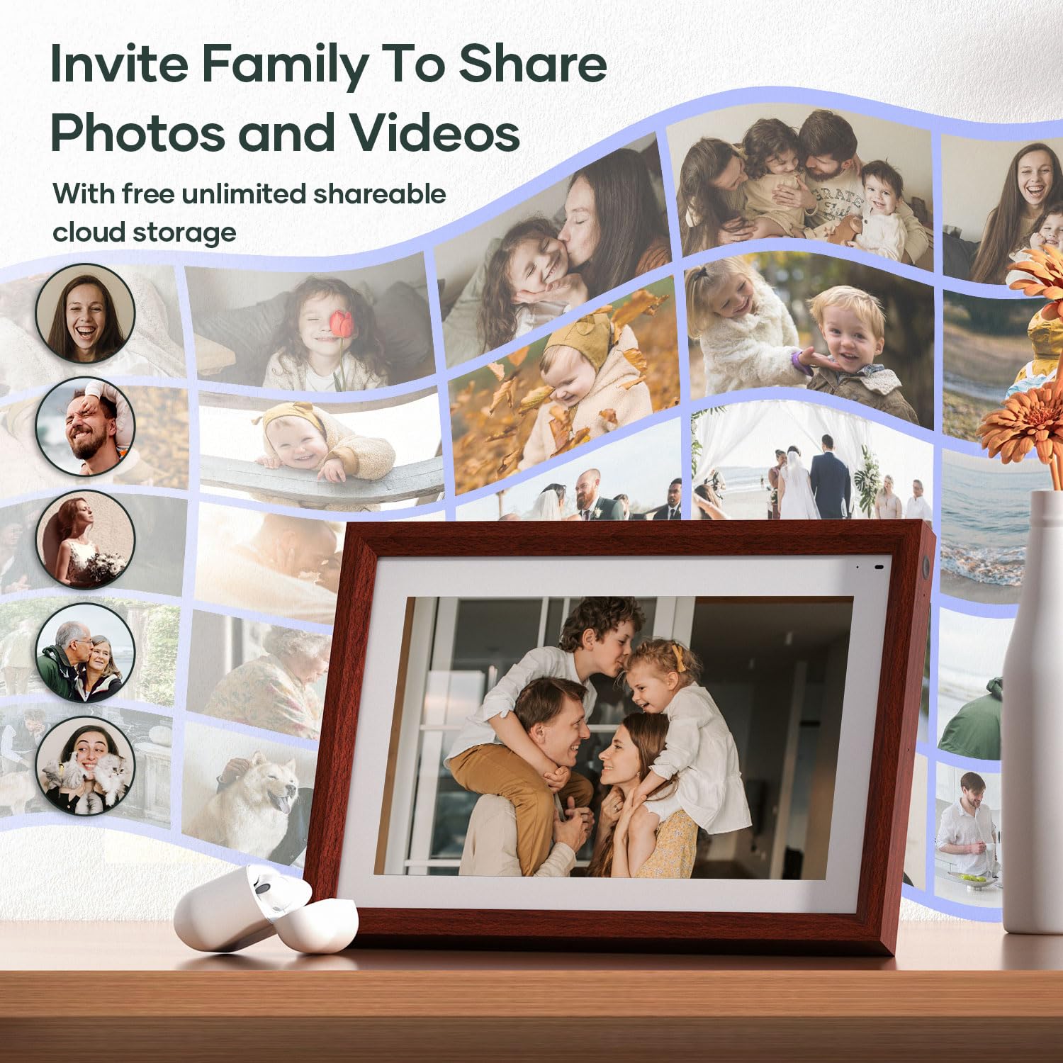 Cozyla Digital Picture Frame Multi Platform to Send Photos and Videos via Email Google Photos Instagram Phone App Free Unlimited Storage Built-in Alexa Photo Frame Electronic WiFi 10.1 Inch White 5