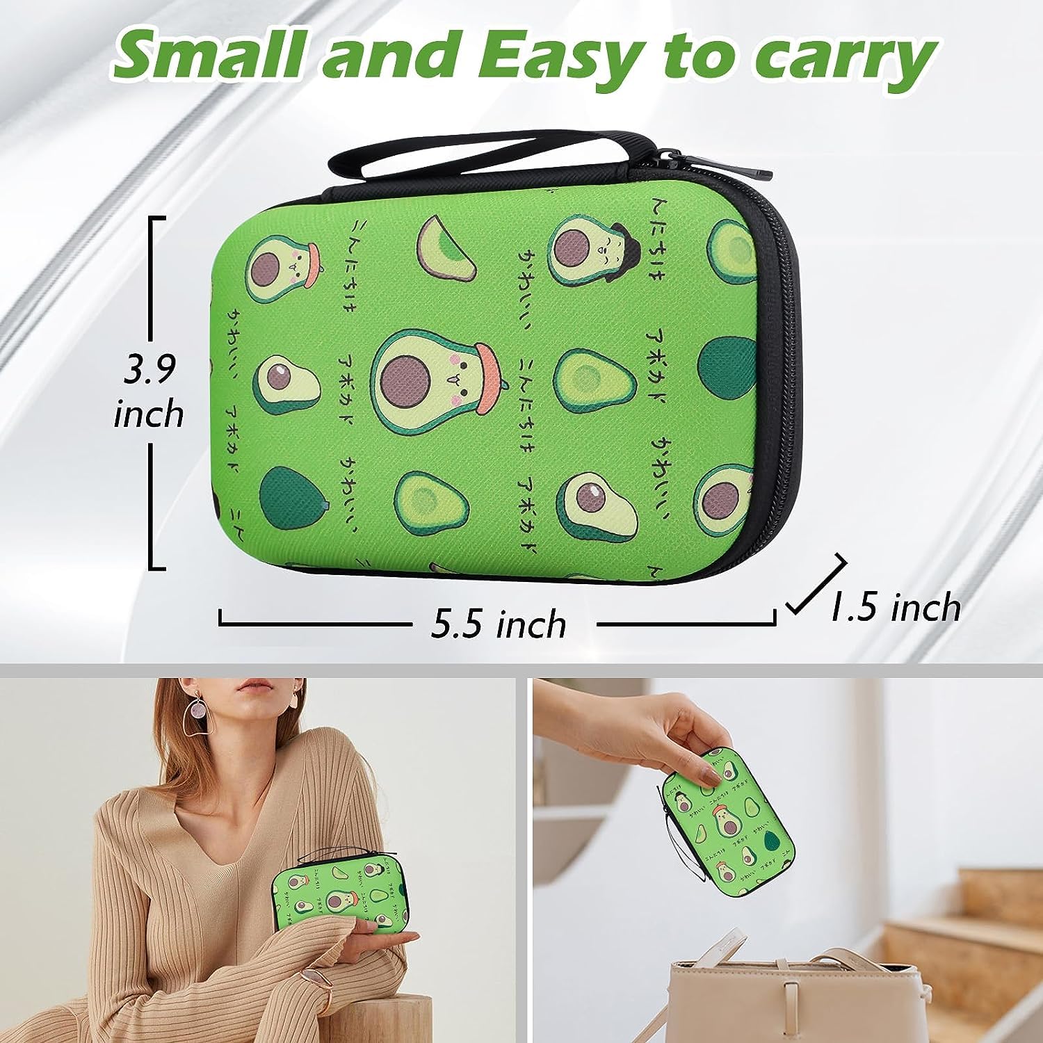 VNJ External Hard Drive Portable Carrying Case Avacado 4