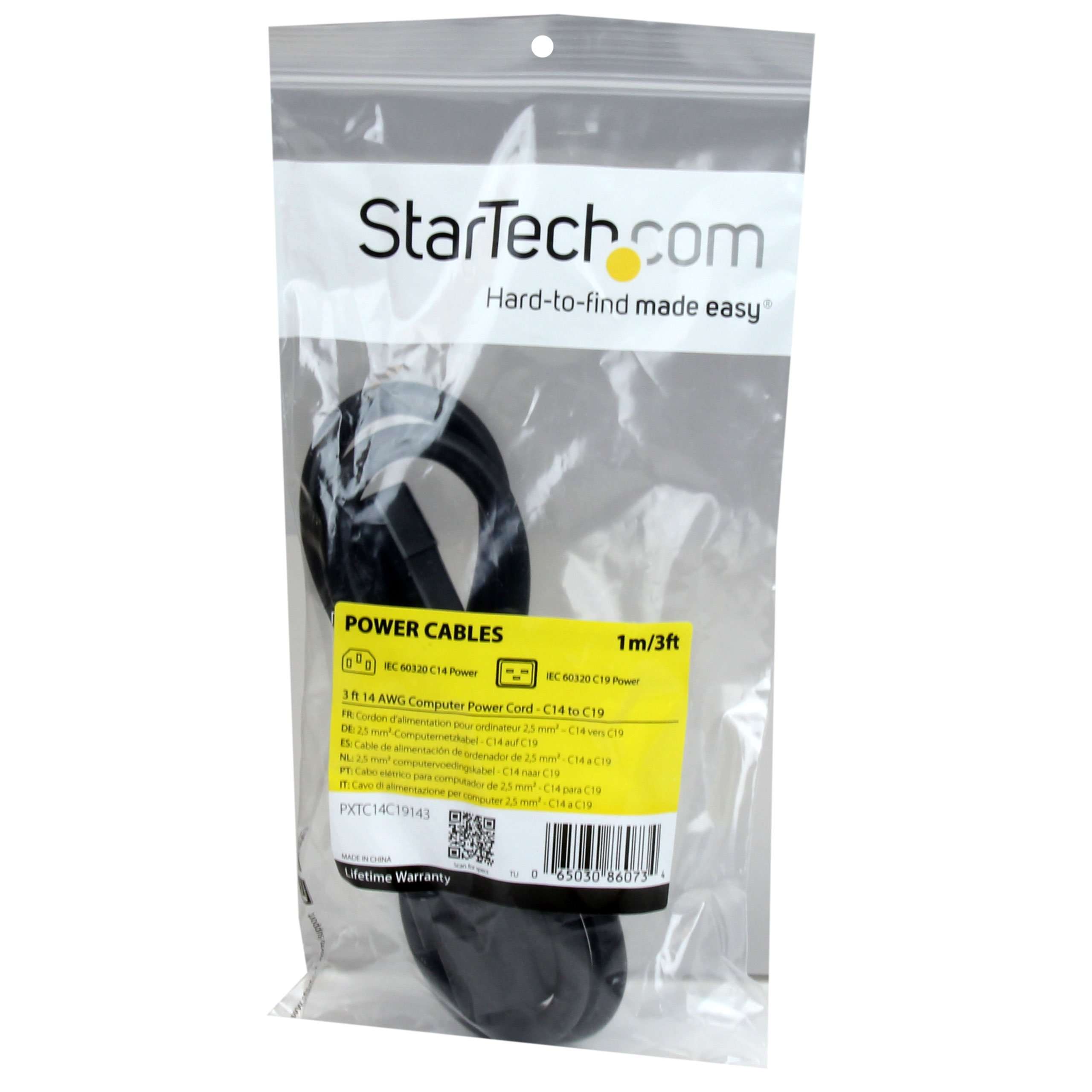 StarTech.com 3 ft Heavy Duty 14 AWG Computer Power Cord - C14 to C19 - 14 AWG Power Cable - IEC 320 C14 to IEC 320 C19 Power Cord (PXTC14C19143) 6