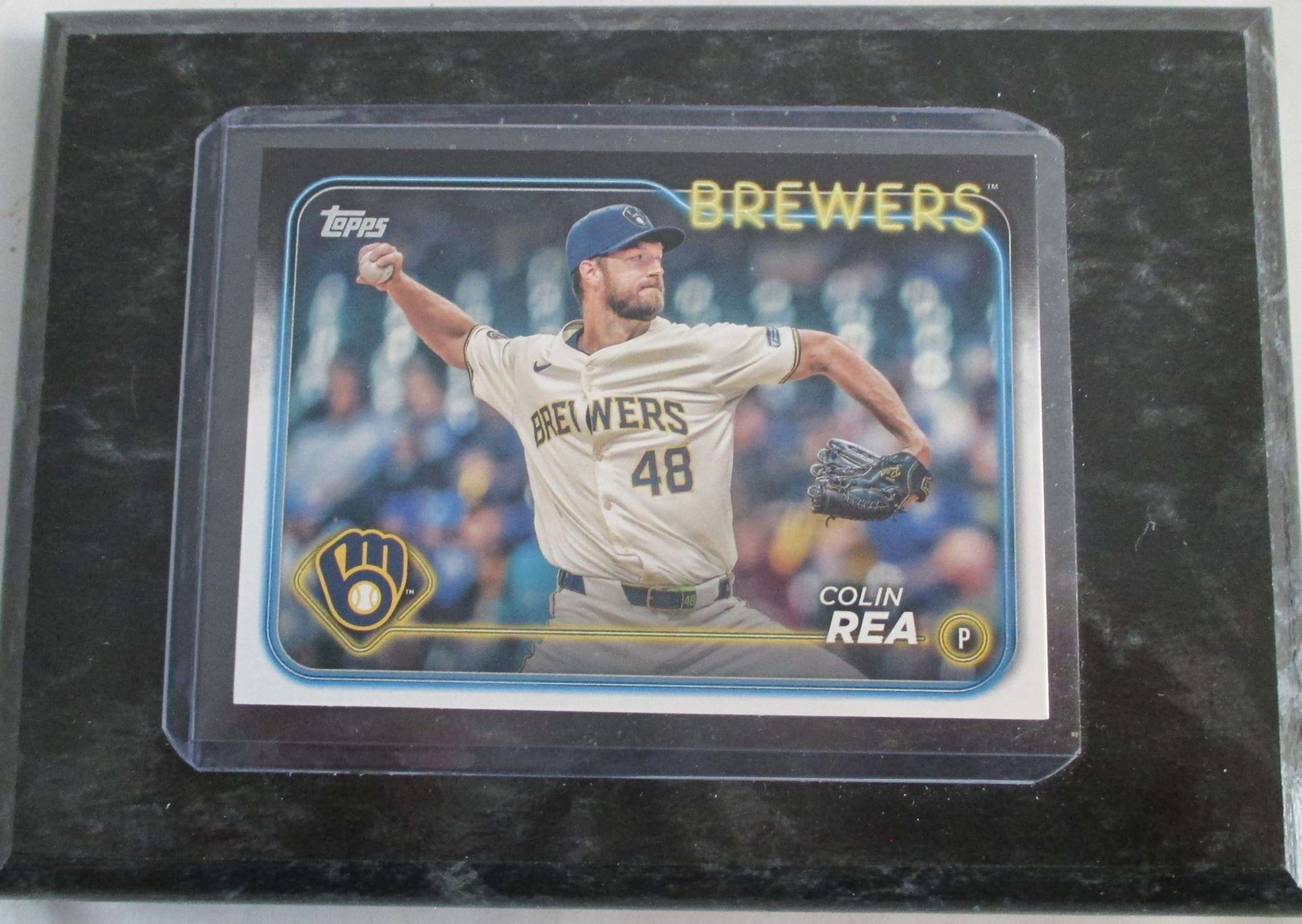 GAVIN STONE LOS ANGELES 2024 BASEBALL UPDATE SERIES COLLECTIBLE PLAYER CARD MOUNTED ON A 4" X 6" BLACK MARBLE PLAQUE 4